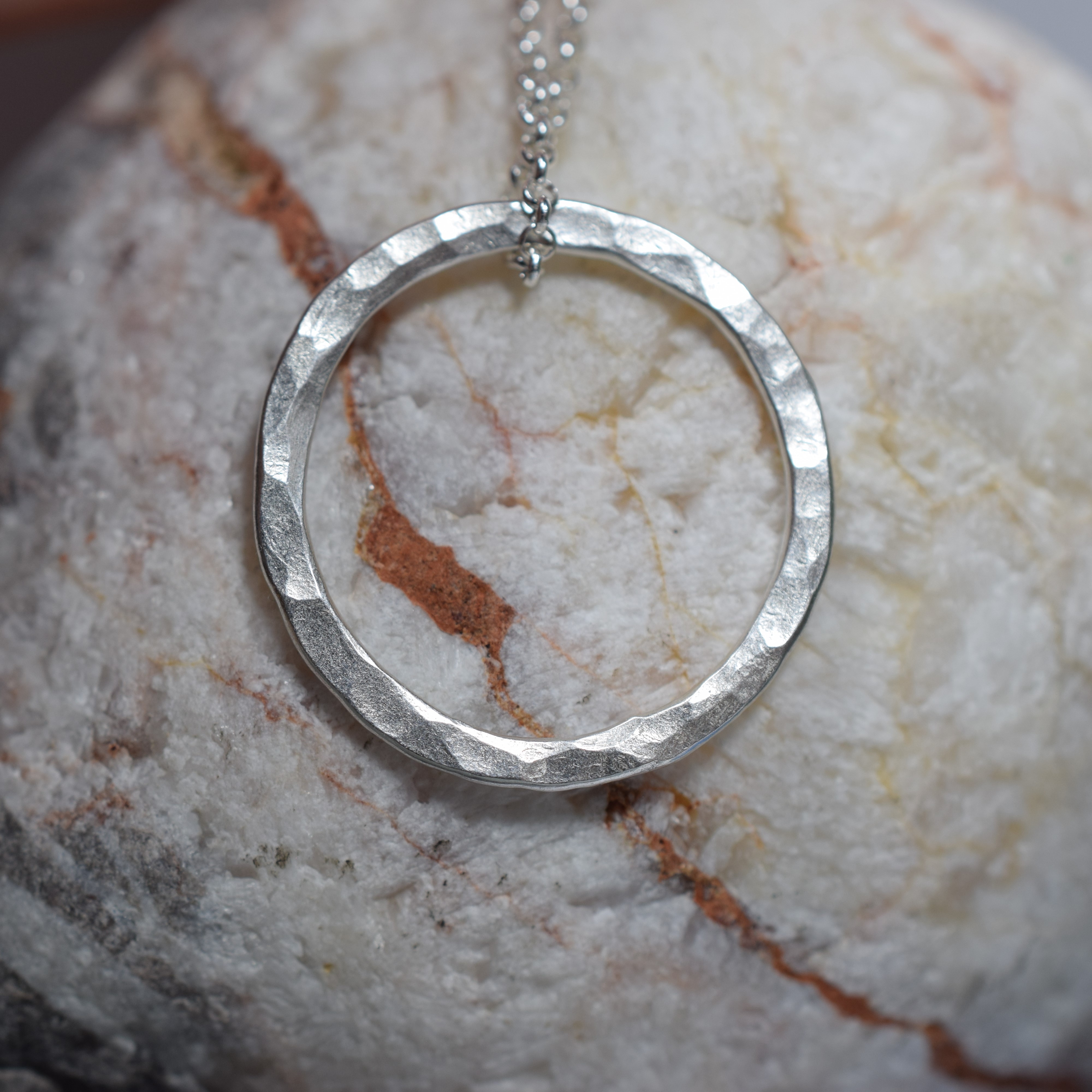 Hammered Silver Circle Pendant
