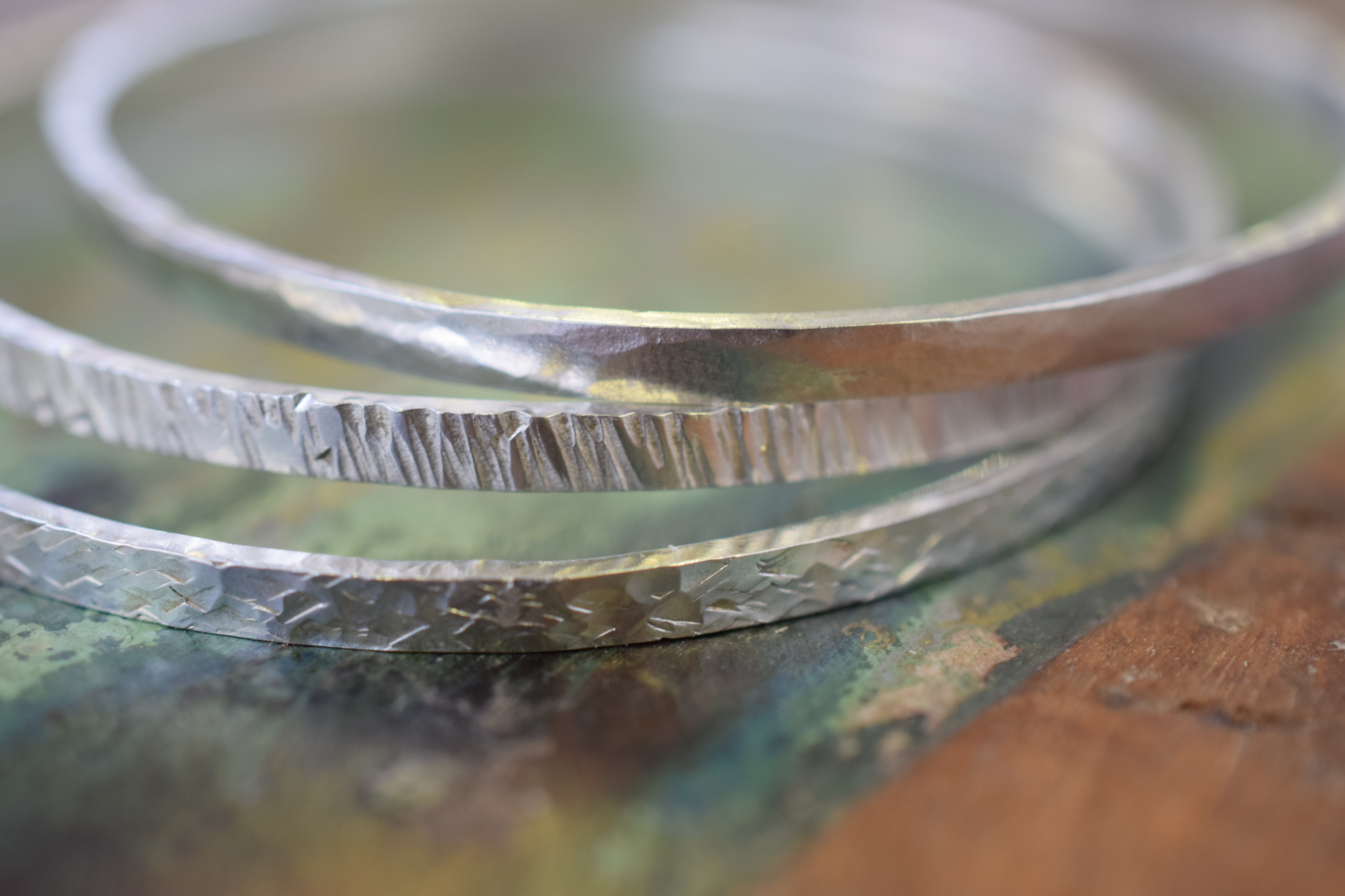 Sterling Silver Textured Bangle