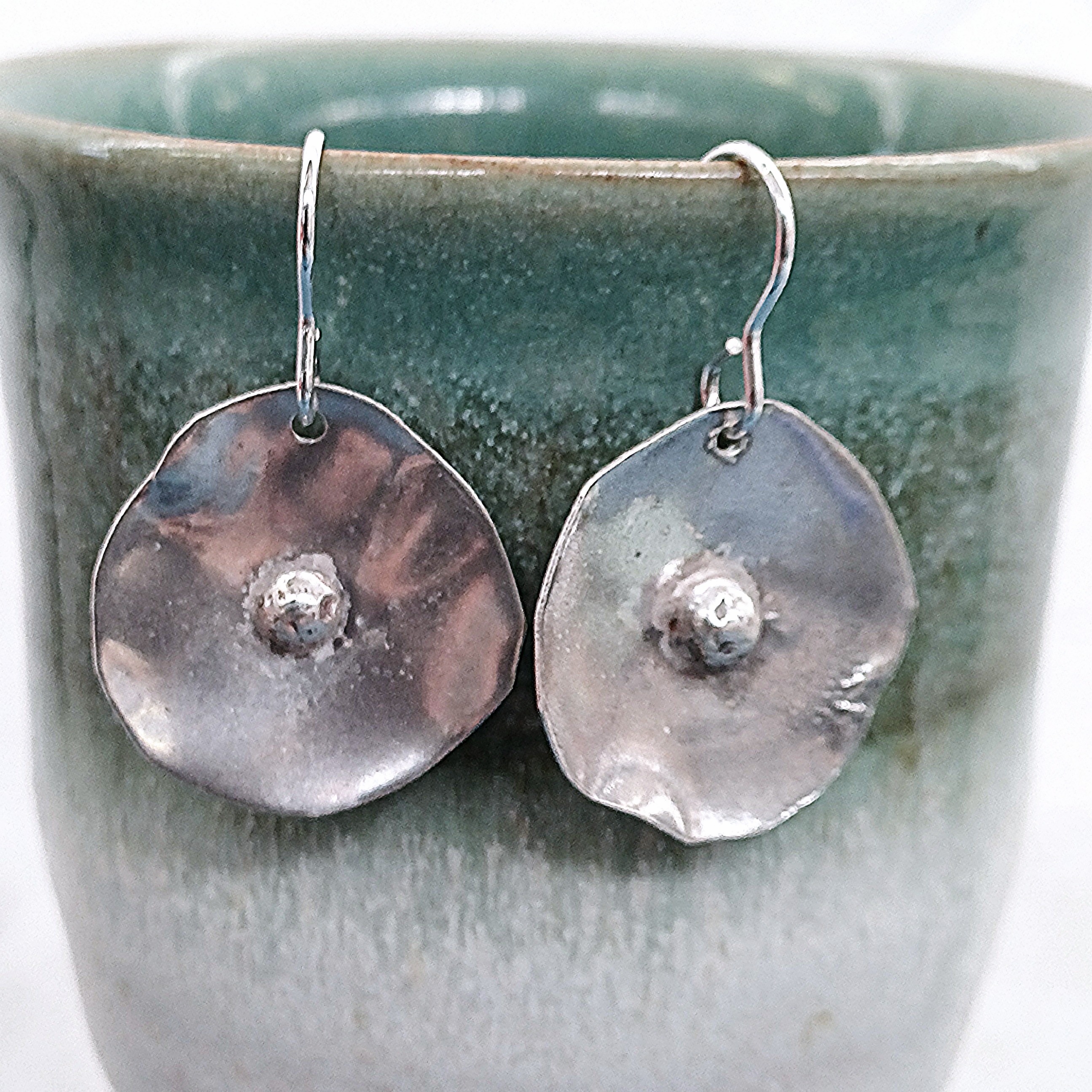 Handcrafted Silver Poppy Earrings