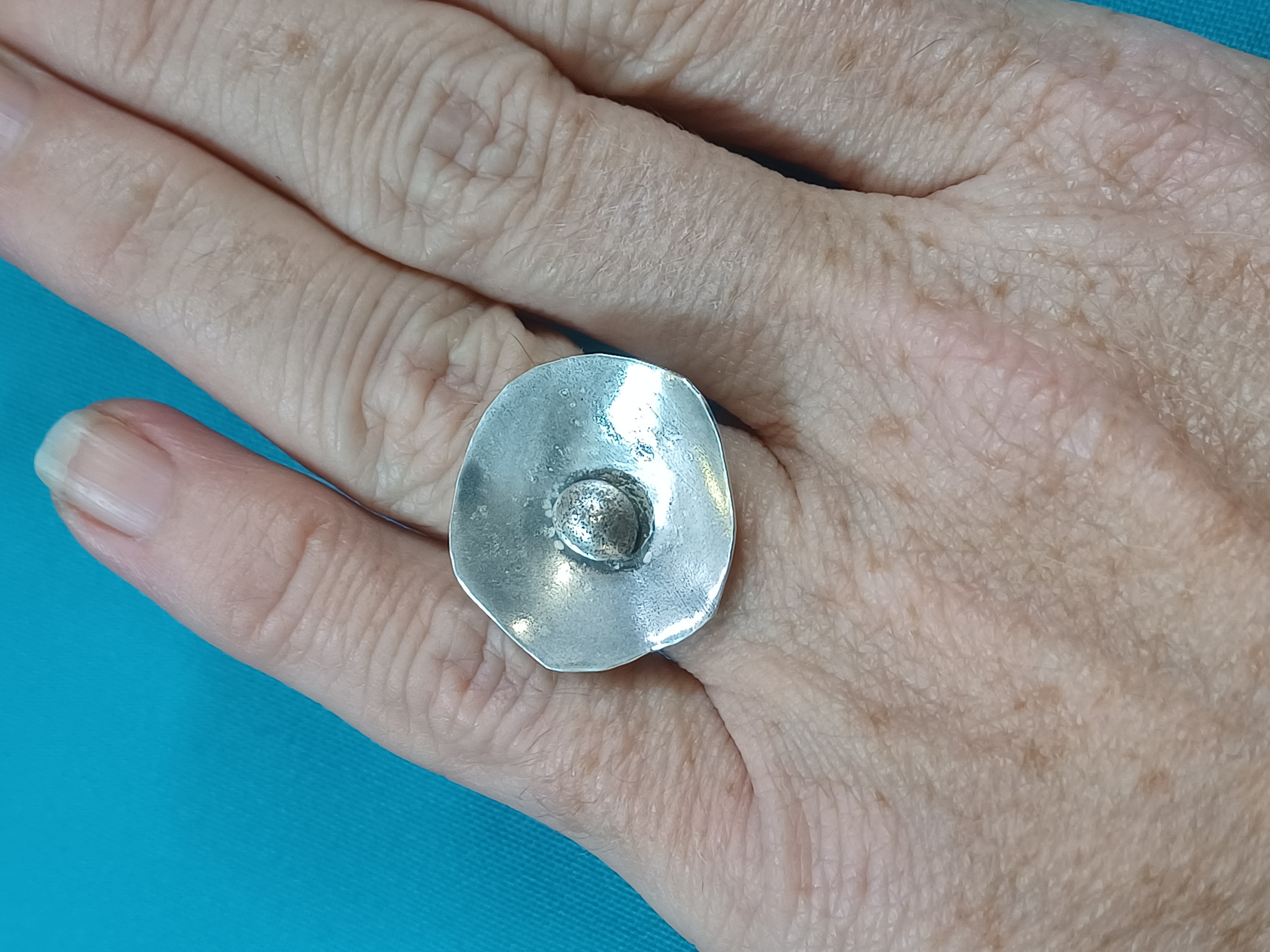 Handmade Silver Poppy Statement Ring