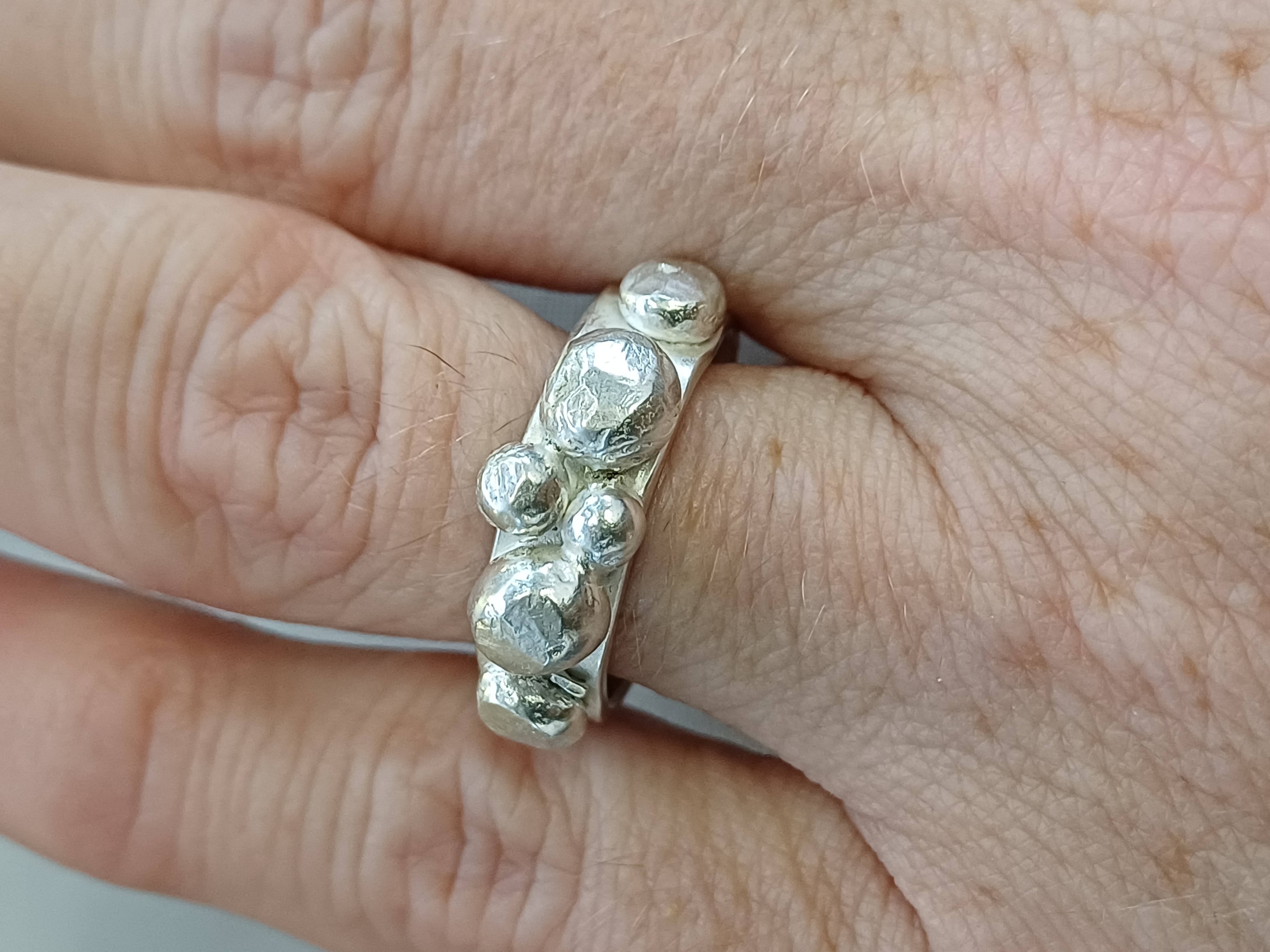 Handcrafted Silver Pebbles Ring