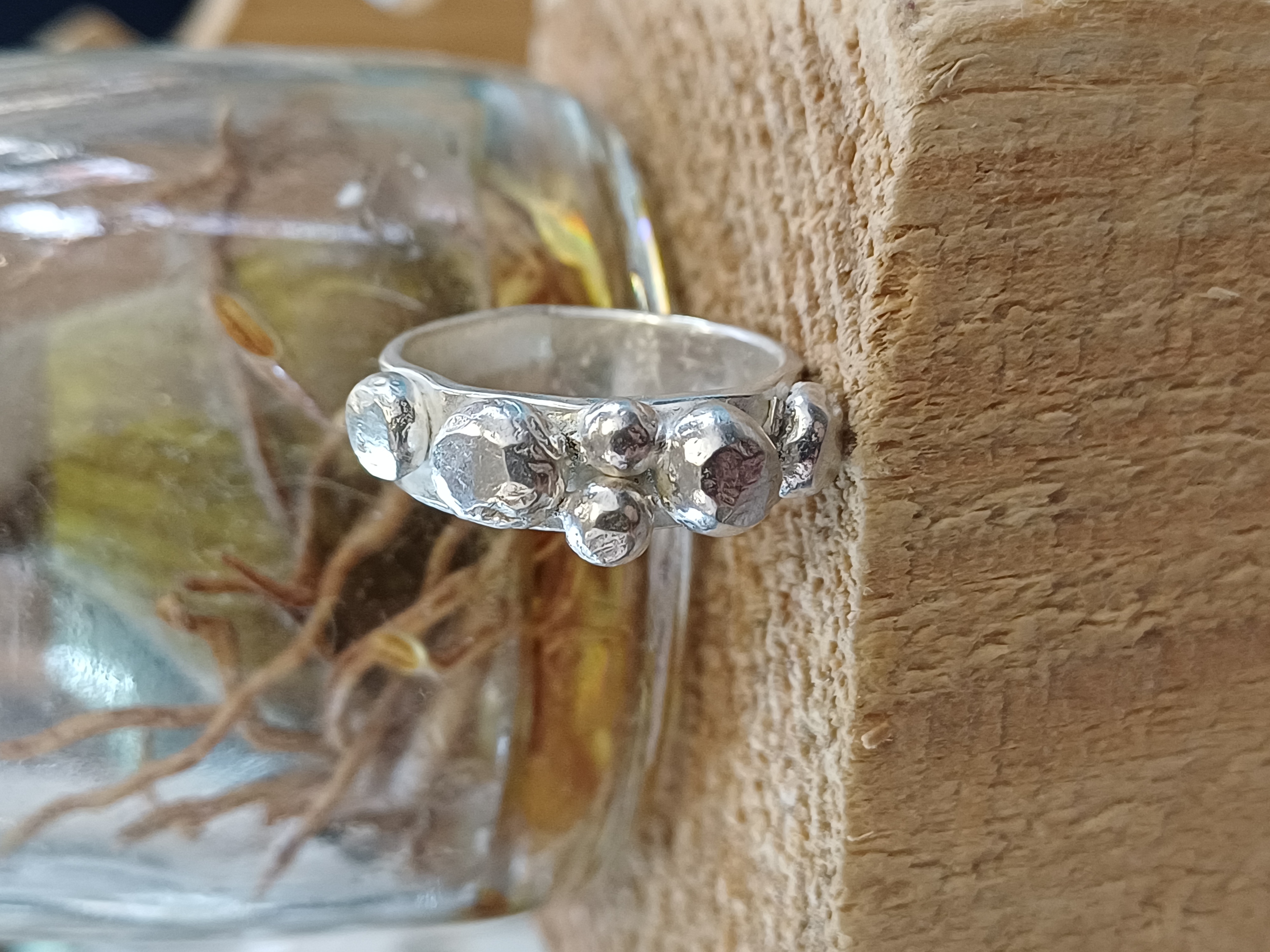 Handcrafted Silver Pebbles Ring