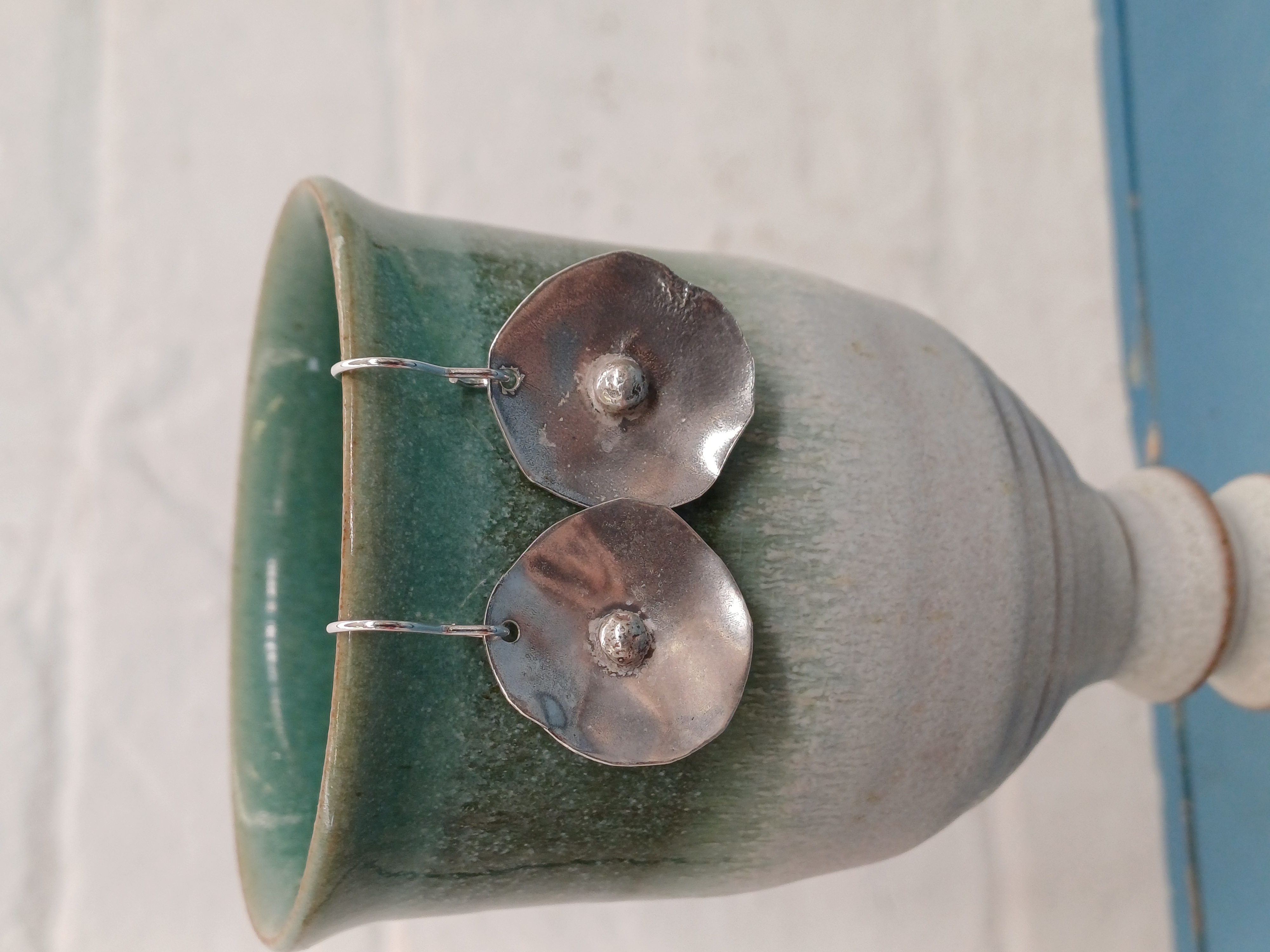 Handcrafted Silver Poppy Earrings