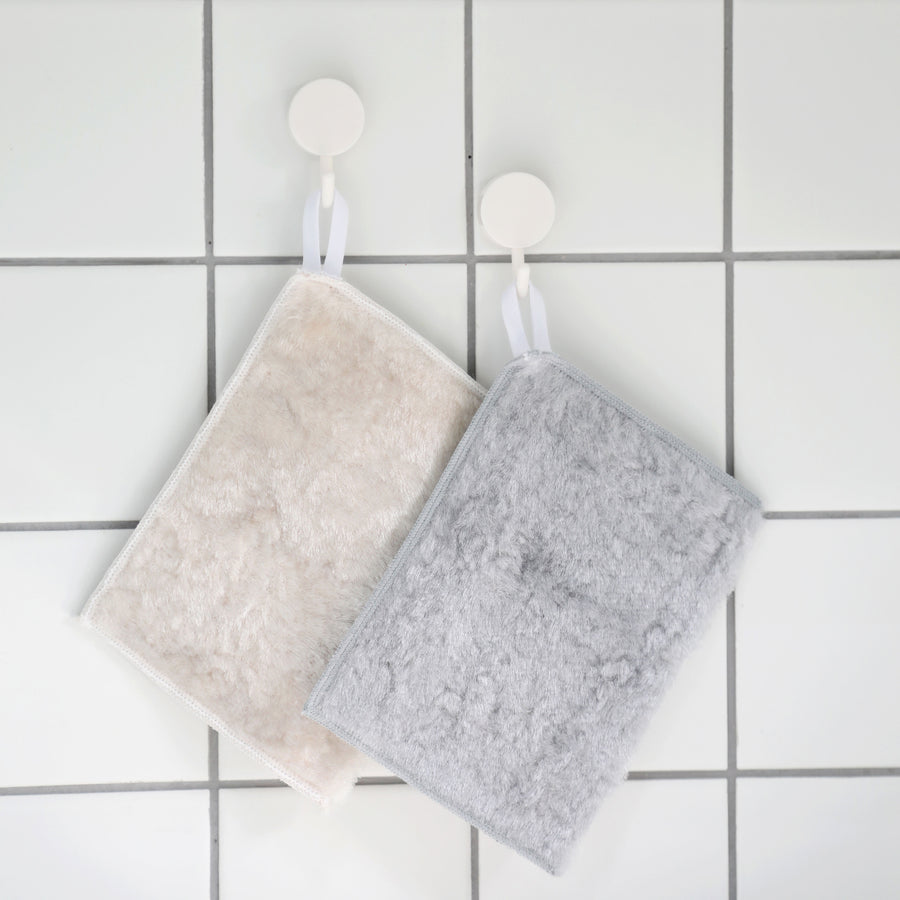 Oil Pang Cleaning Clothes Beige & Grey Colour (Pack of 2) (Size : 17cm x 12cm each) 