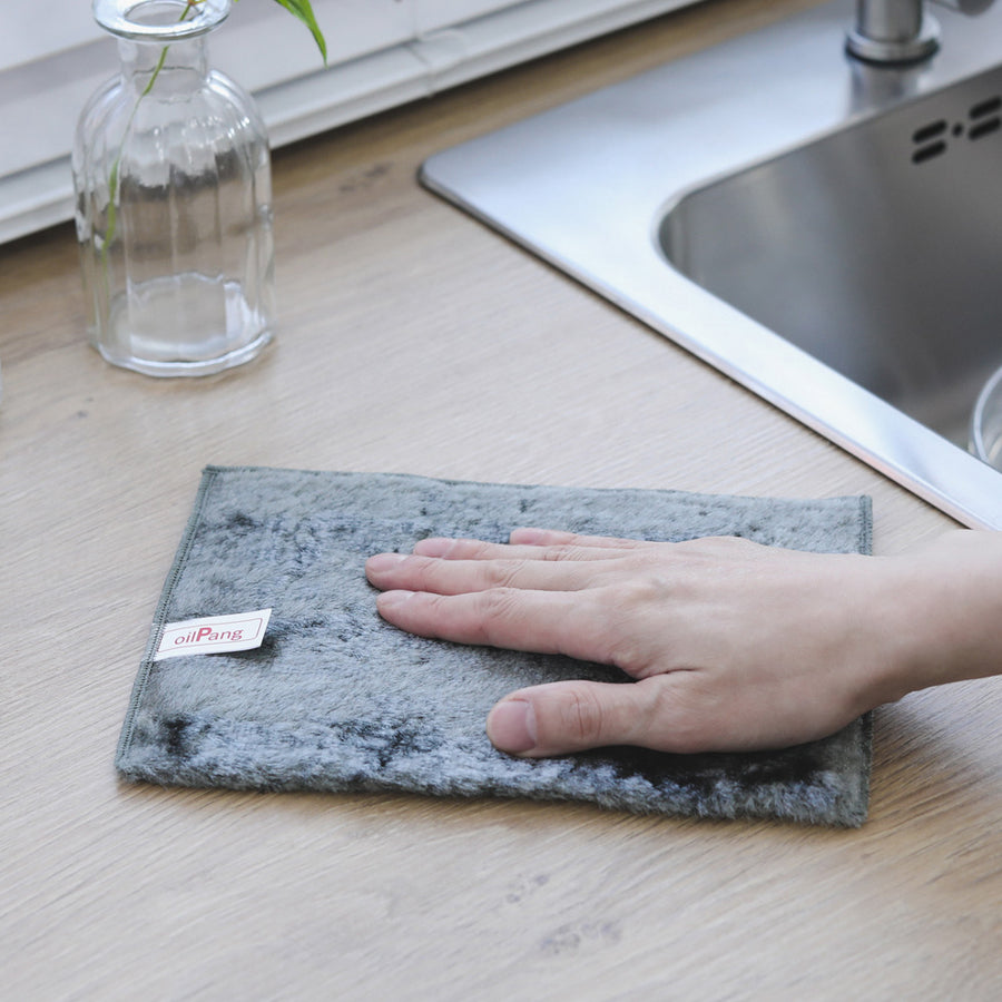 Oil Pang Cleaning Clothes Beige & Grey Colour (Pack of 2) (Size : 17cm x 12cm each) 