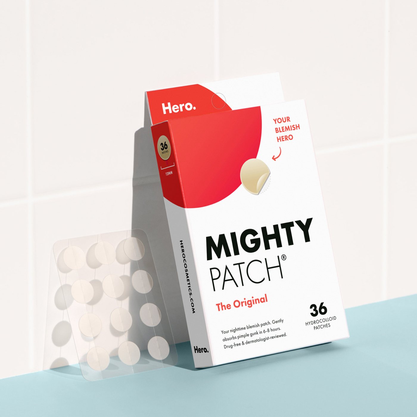 Mighty Patch™ Original patch from Hero Cosmetics - Hydrocolloid Acne Pimple Patch for Covering Zits and Blemishes in Face and Skin, Vegan-friendly and Not Tested on Animals (36 Count)