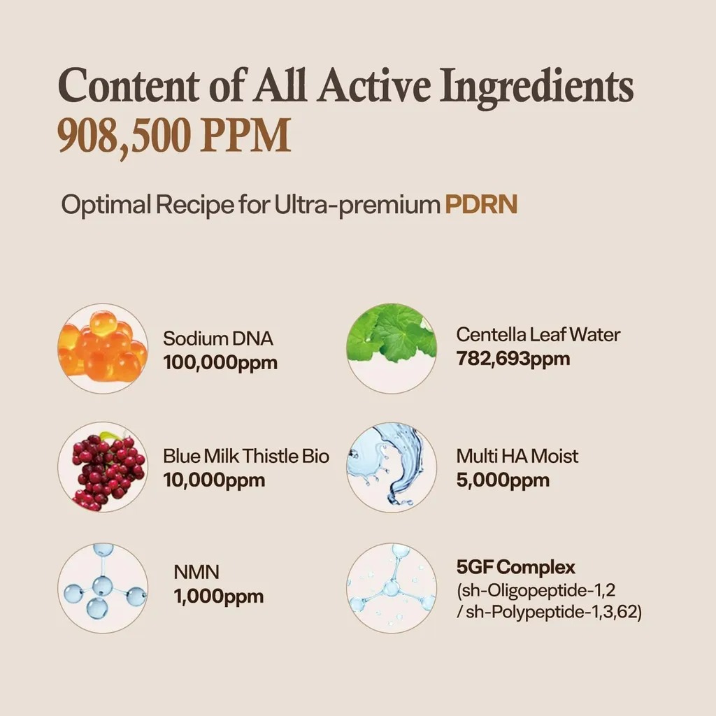 HEVEBLUE Salmon Caring Centella New Pair PDRN Booster 100,000 Shot Essence set