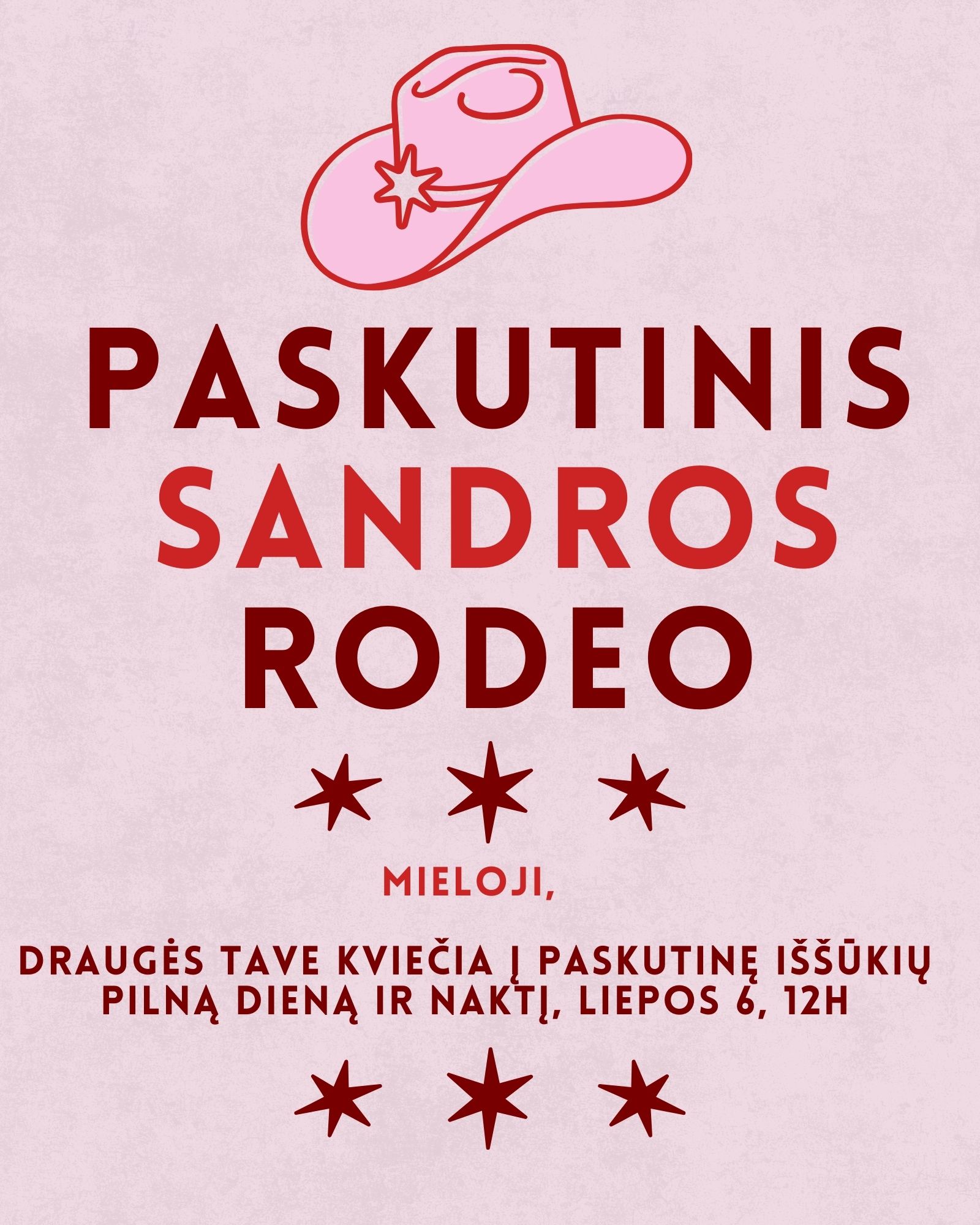 Elektroninis mergvakario kvietimas „Paskutinis rodeo“