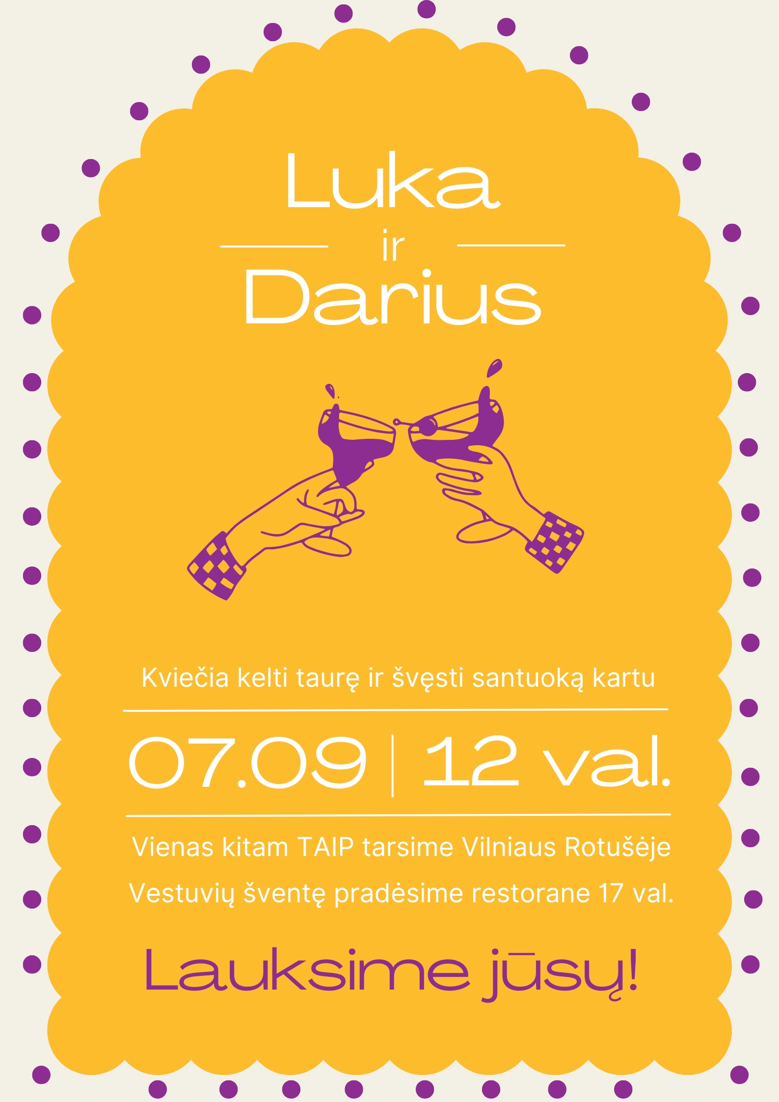 Elektroninis vestuvių kvietimas „Kelkime taures“