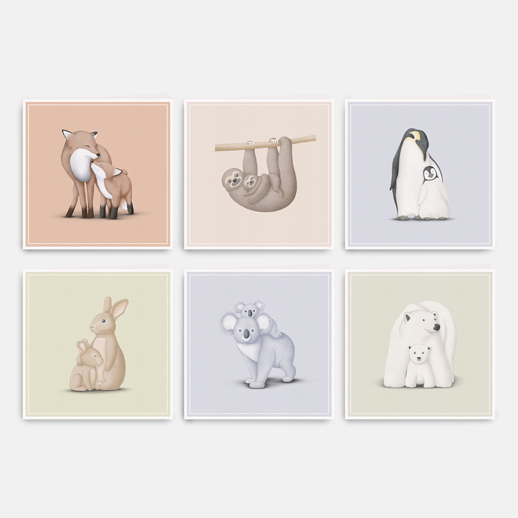 Wenskaarten Ouder en Kind Dieren (Set van 6)