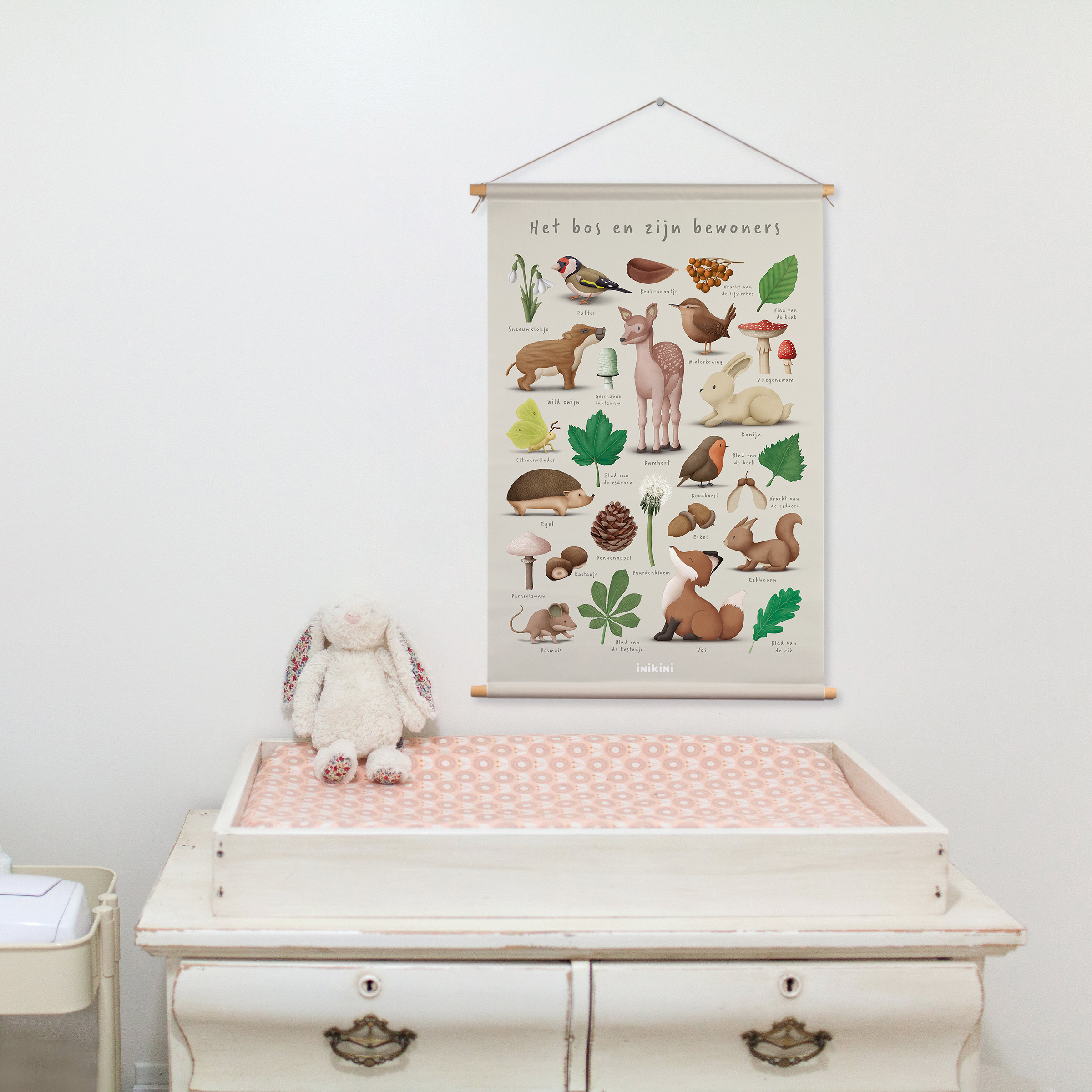 'Het bos en zijn bewoners' textielposter