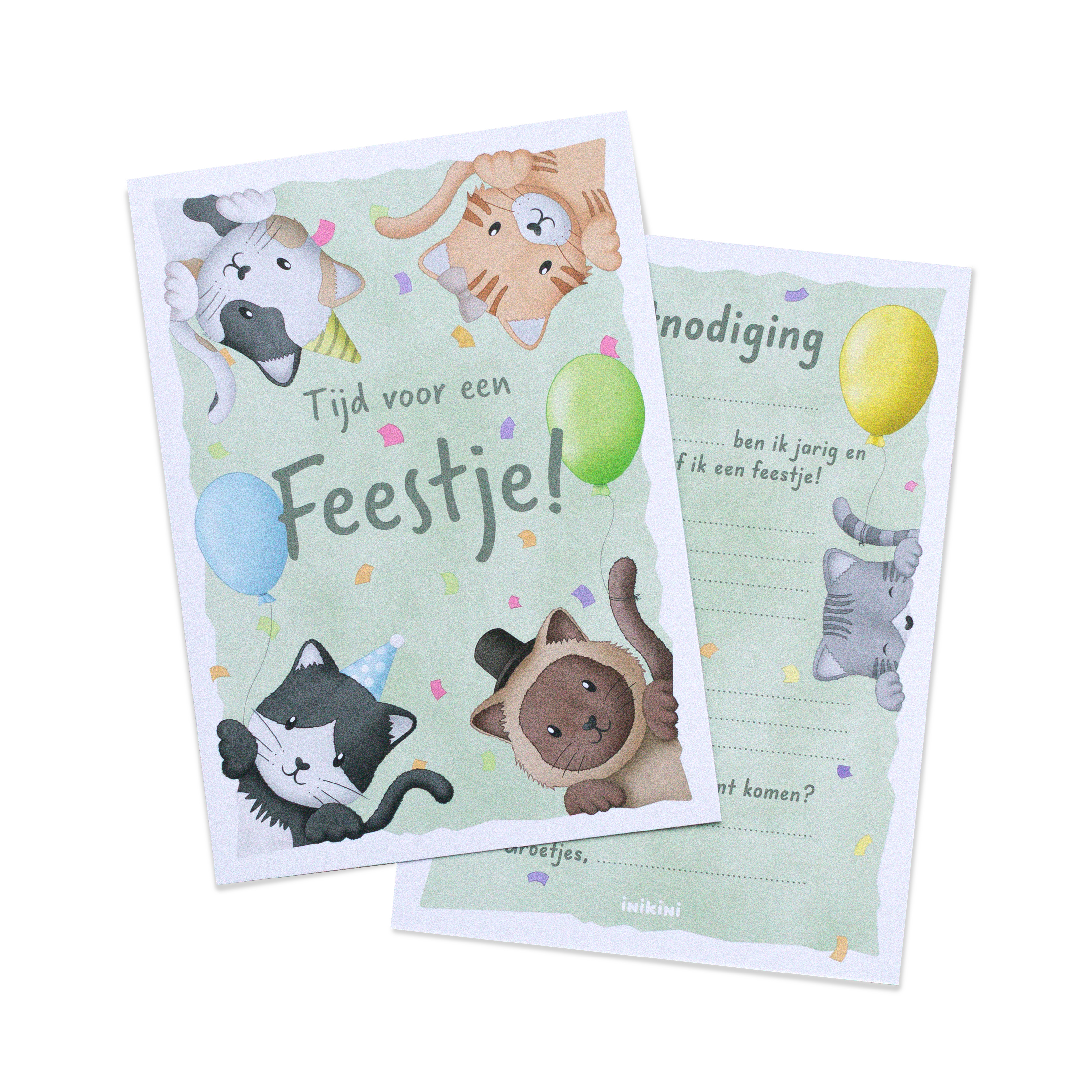 Uitnodigingen Verjaardagsfeestje - Katten (Set van 8)