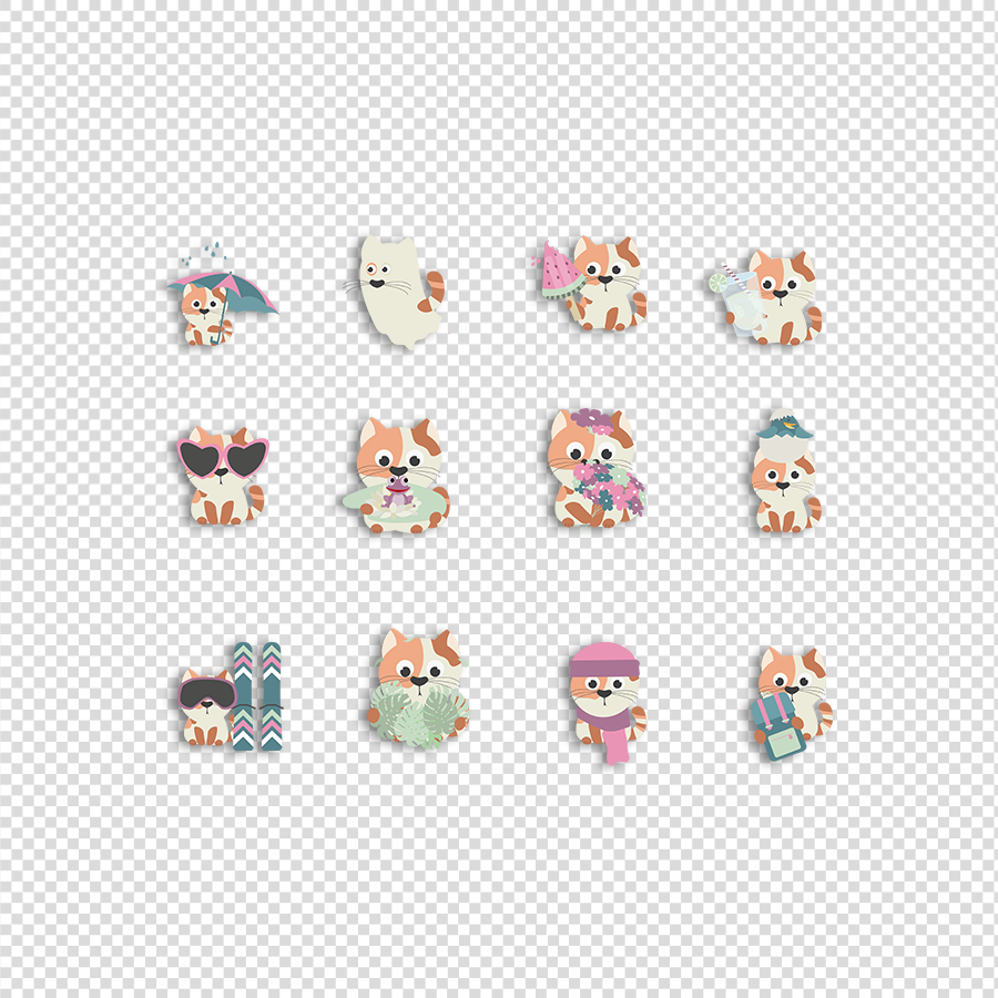 Katten - Maandkaarten Transparant