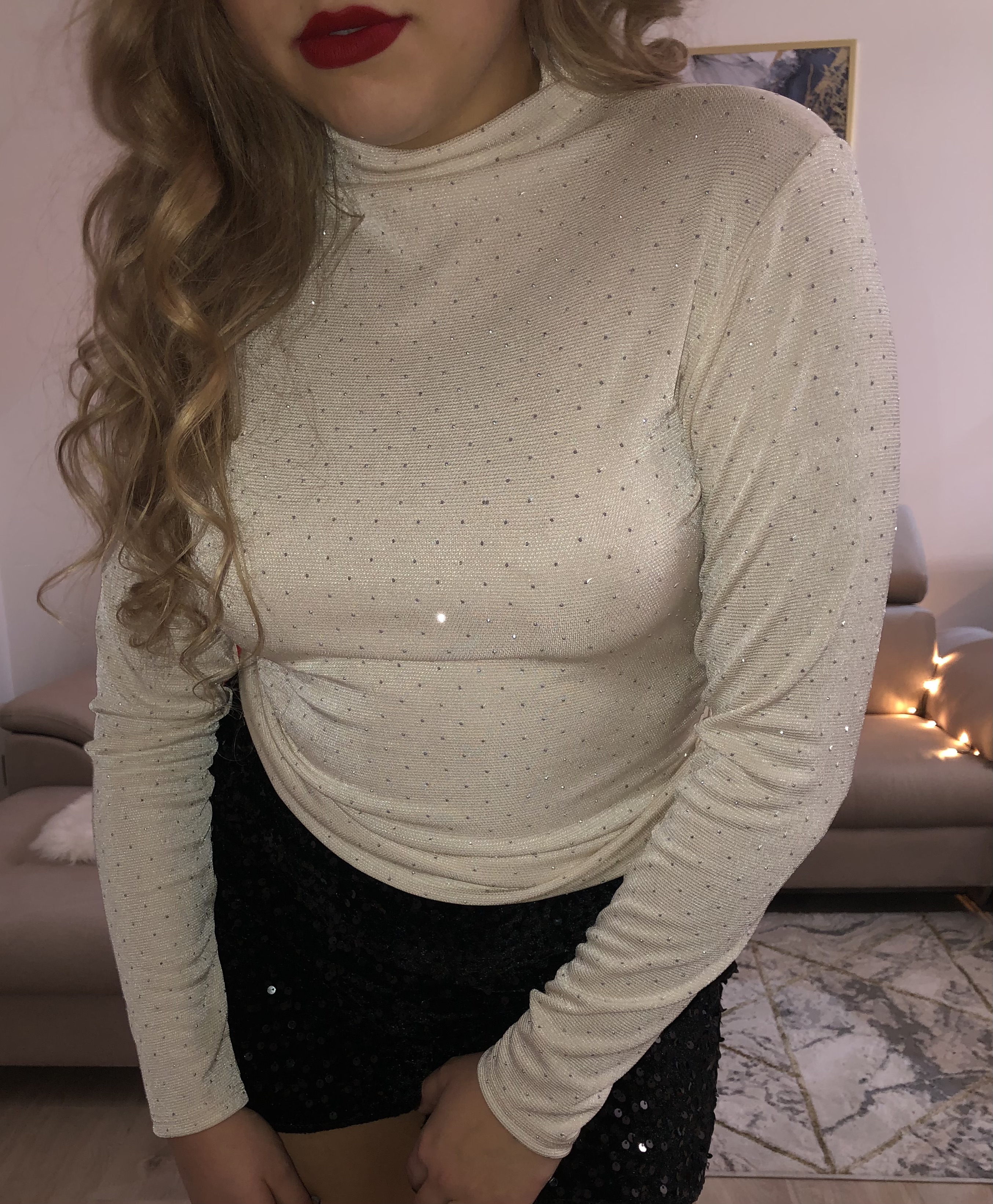 Bluzka kremowa kryształki 