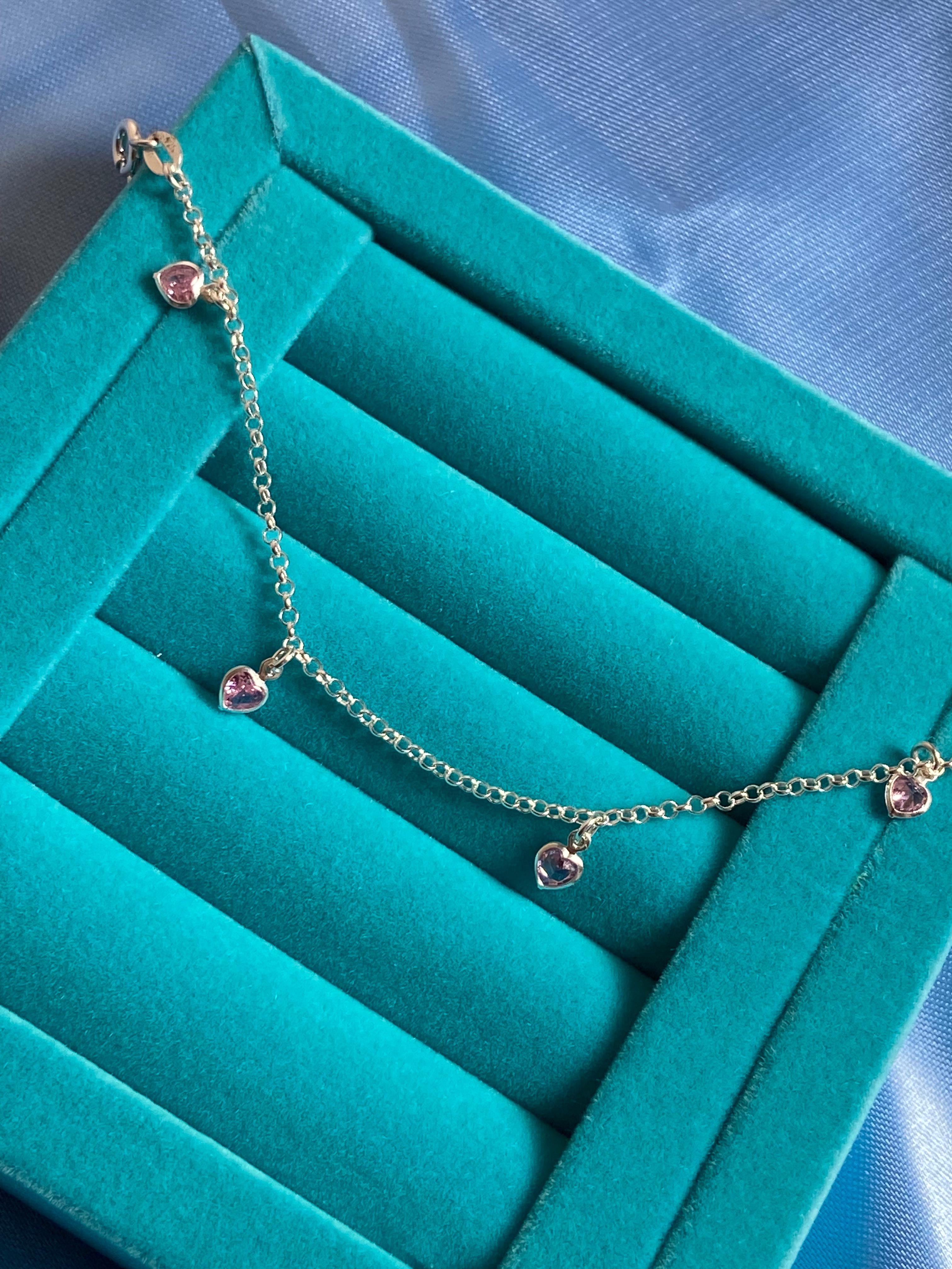 Pulseira de Coração Rosa