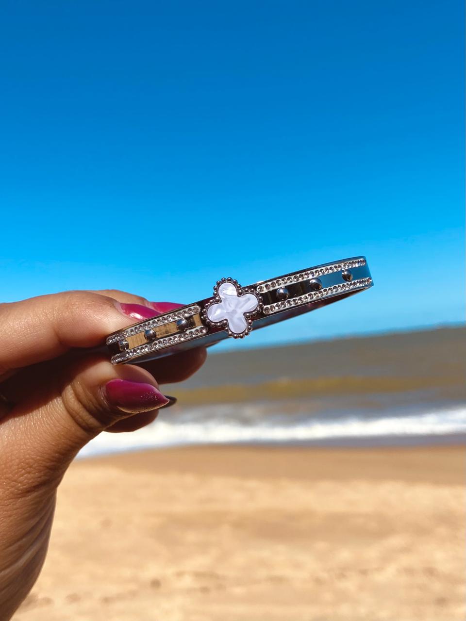 Bracelete Trevo Aço Inox