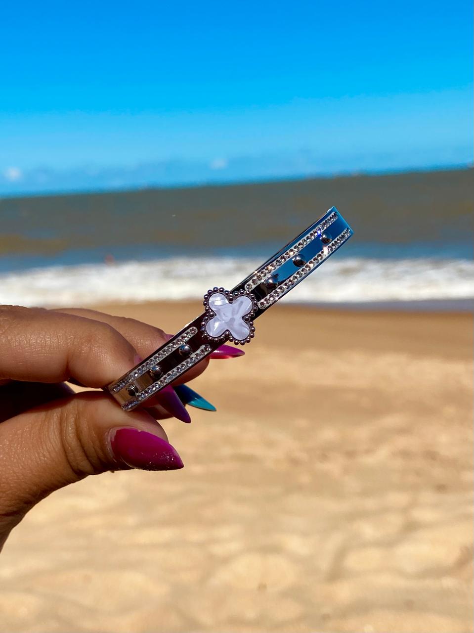 Bracelete Trevo Aço Inox