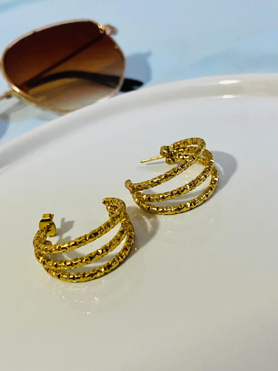 Argola Tripla Dourada