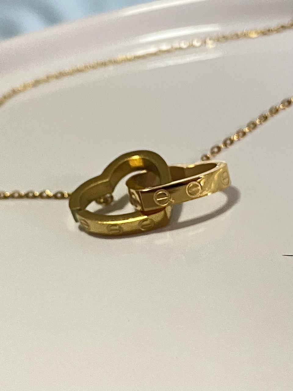 Colar Dois Corações Numeros Romanos