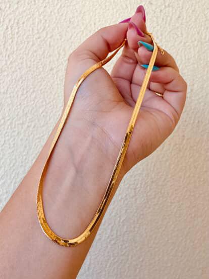 Colar Fita Diamantado Dourado 