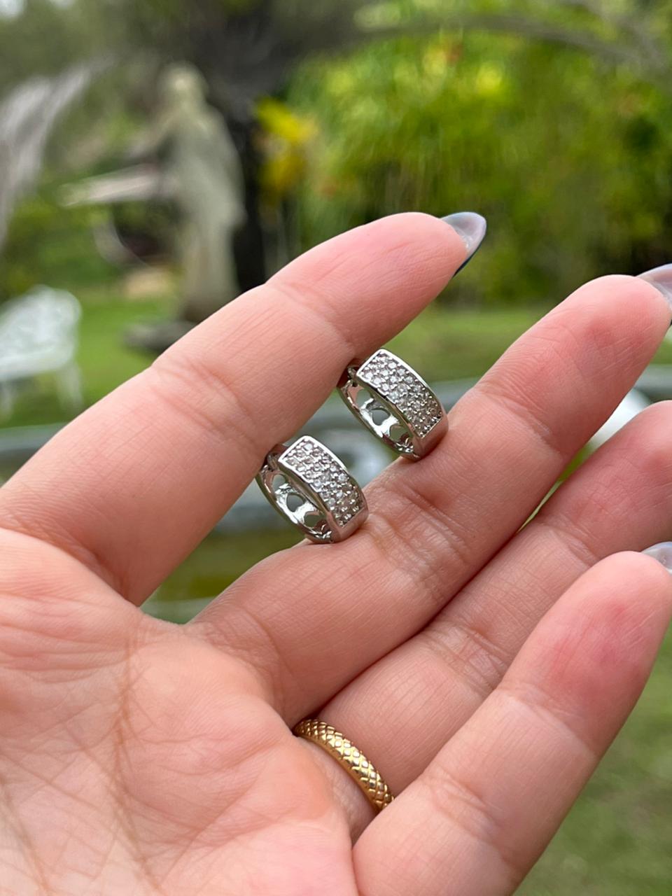 Argola Cravejada Aço inox