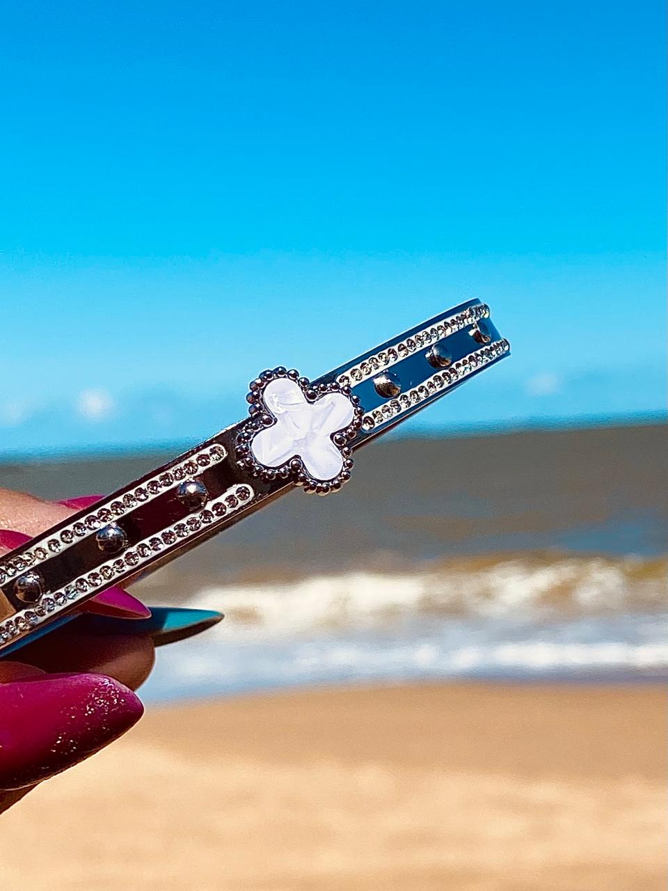 Bracelete Trevo Aço Inox