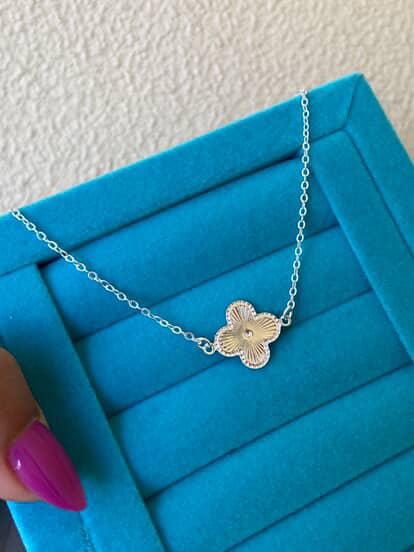 Colar Trevo Diamantado 