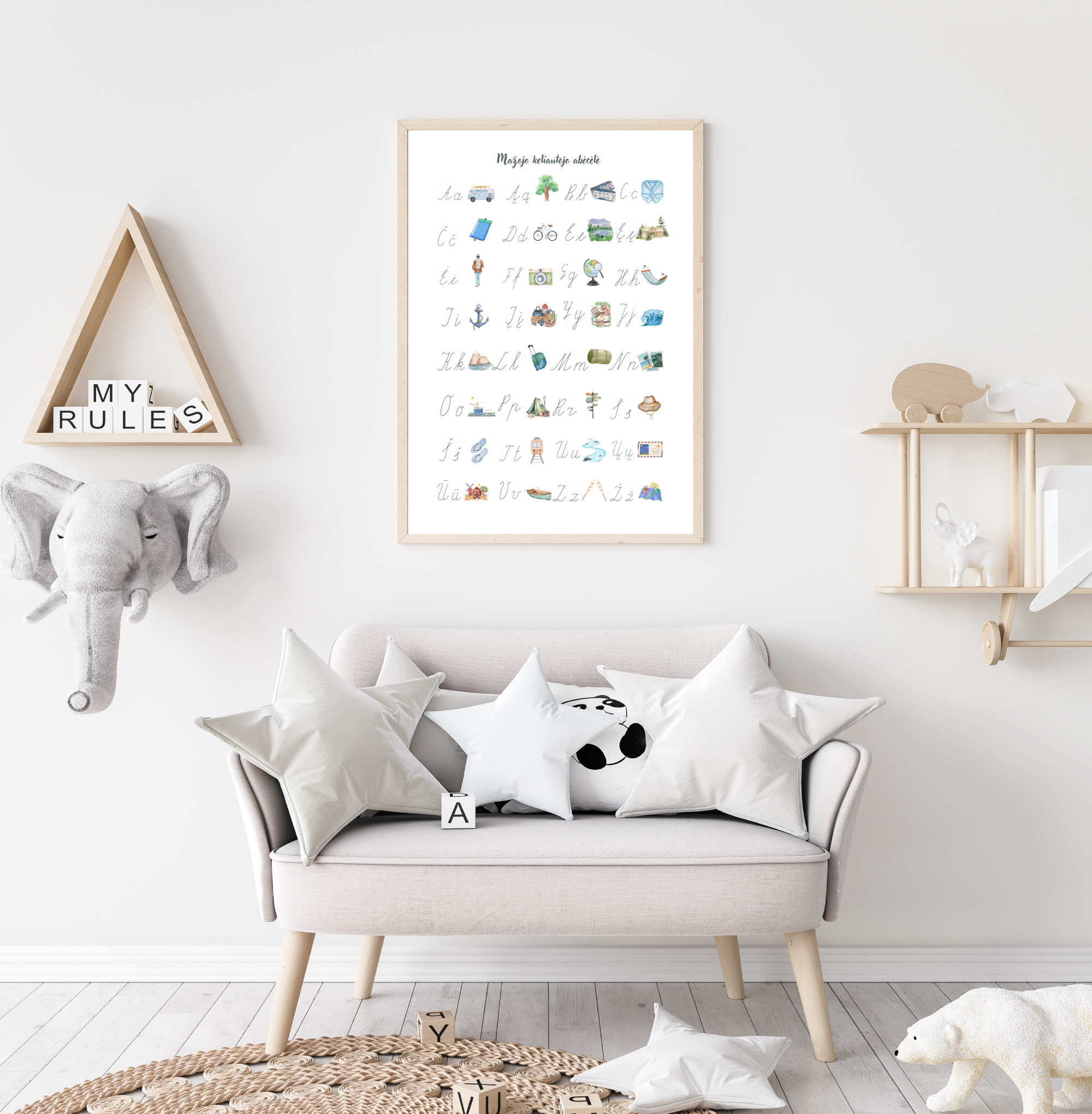 Mažojo keliautojo abėcėlė (TIK su rašytinėmis raidėmis)