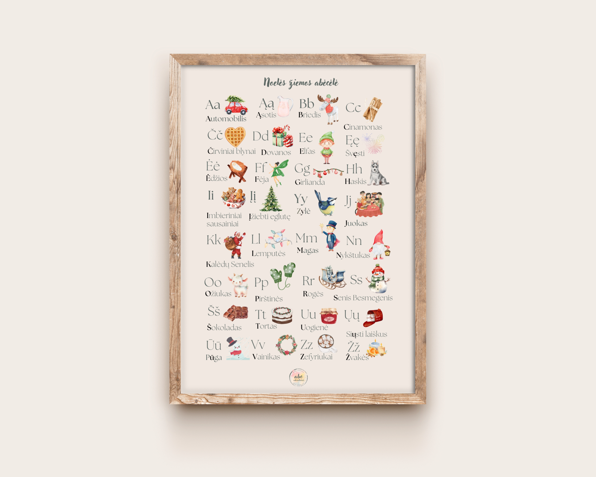 Žiemos abėcėlė (su spausdintinėmis raidėmis)