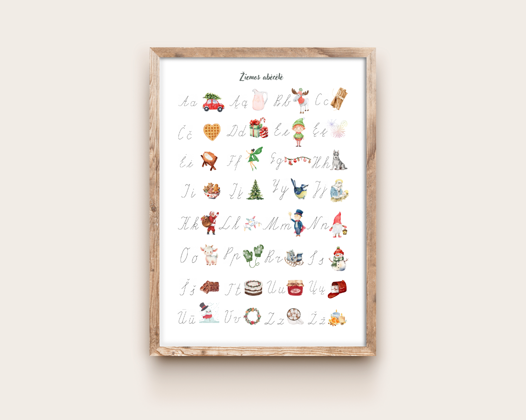 Žiemos abėcėlė (TIK su rašytinėmis raidėmis)