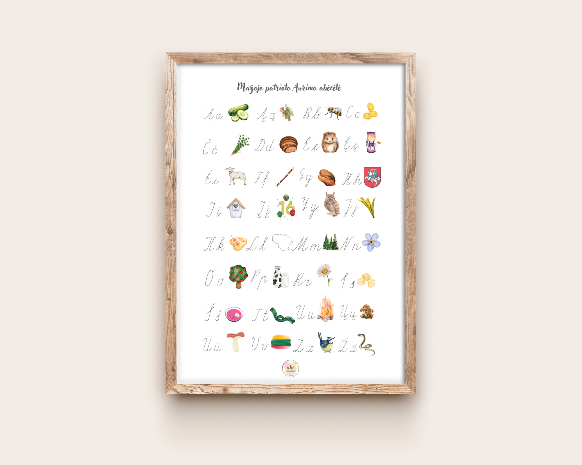 Mažojo patrioto abėcėlė (TIK su rašytinėmis raidėmis)