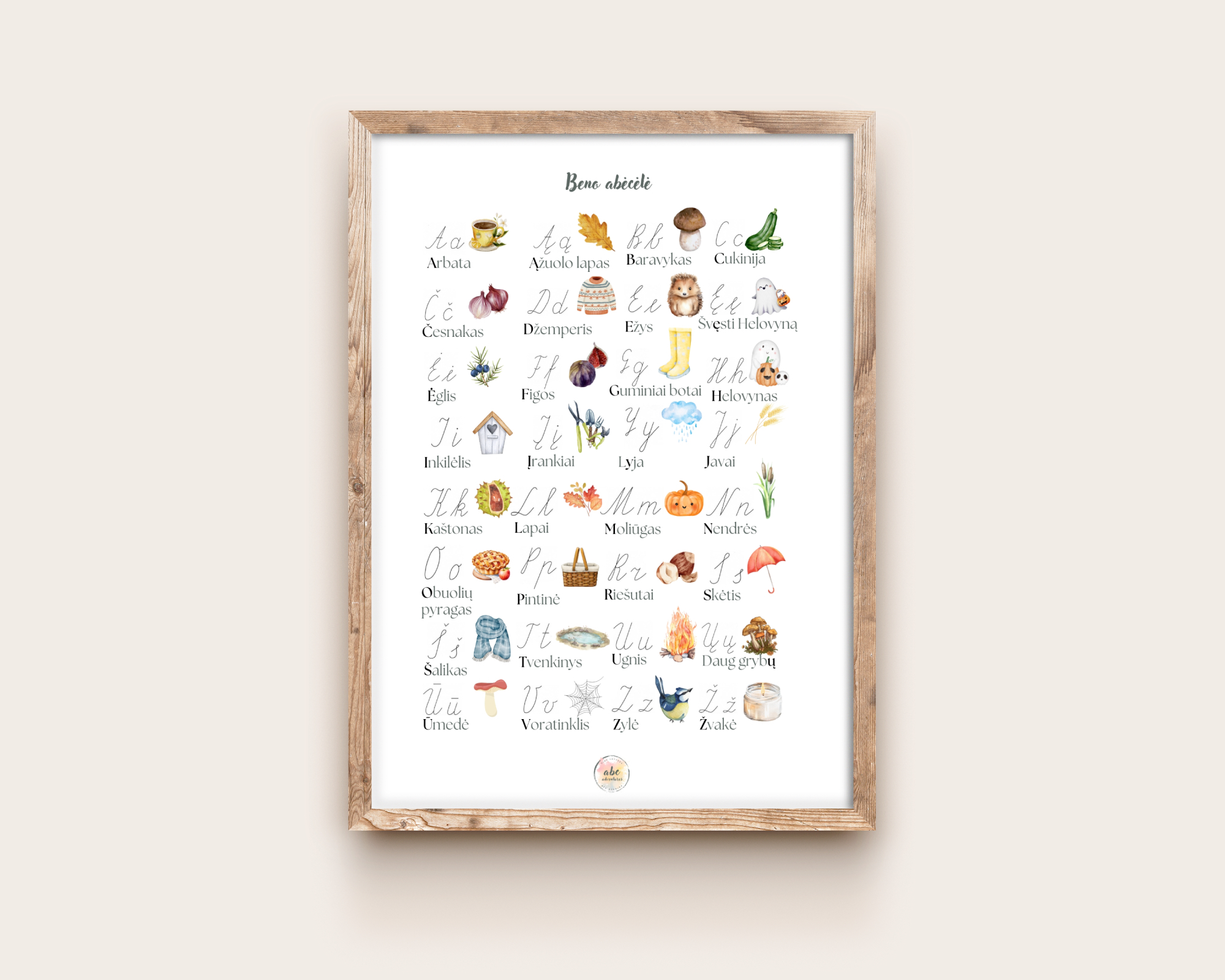 Rudens abėcėlė (su rašytinėmis raidėmis) 