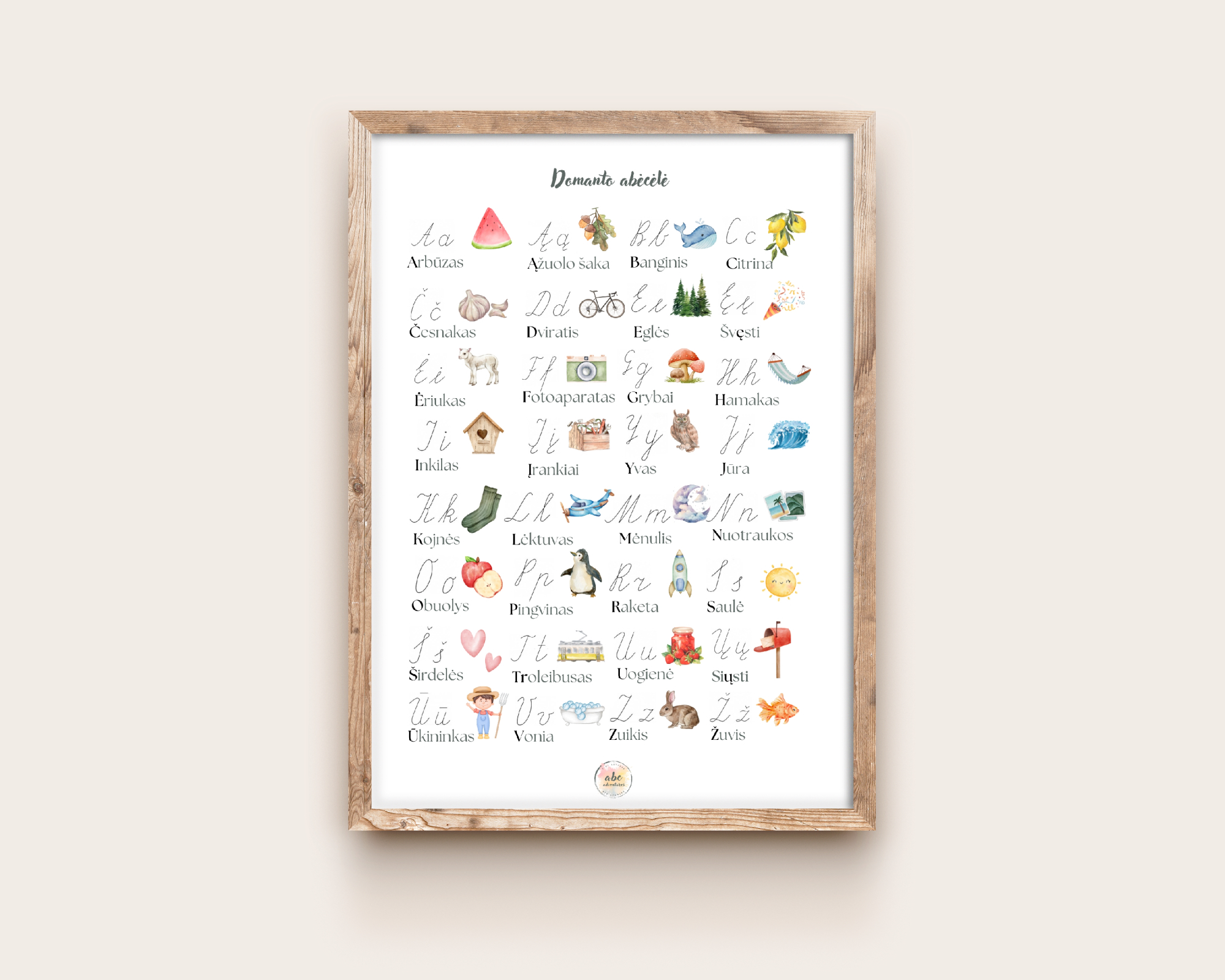 Neutrali abėcėlė (su rašytinėmis raidėmis) 