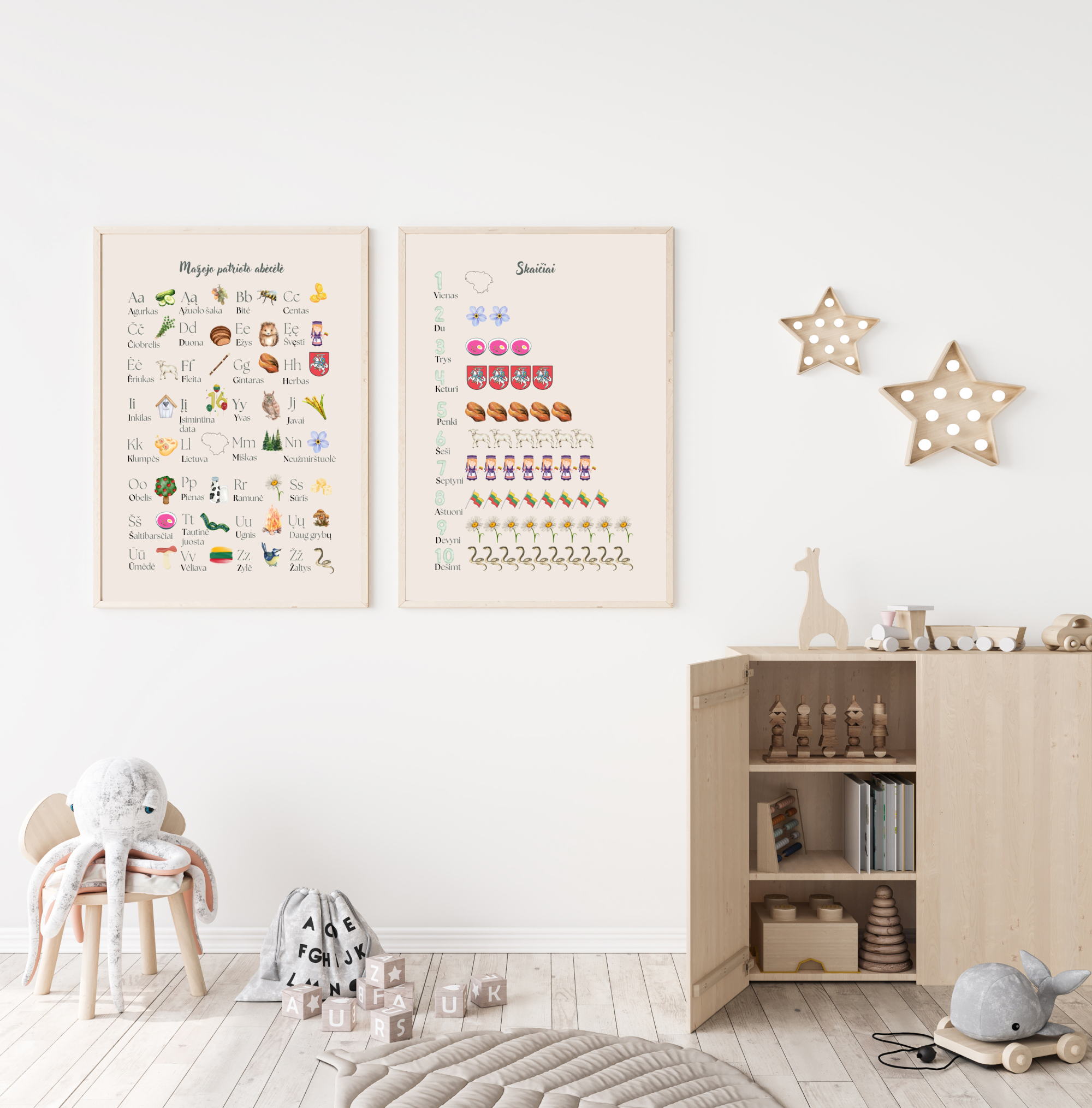 Skaičiai 1-10 patrioto tema