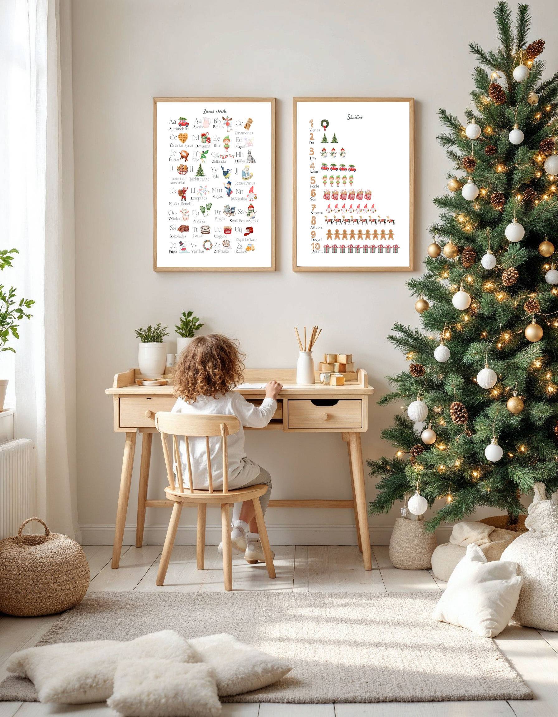 Skaičiai 1-10 žiemos tema