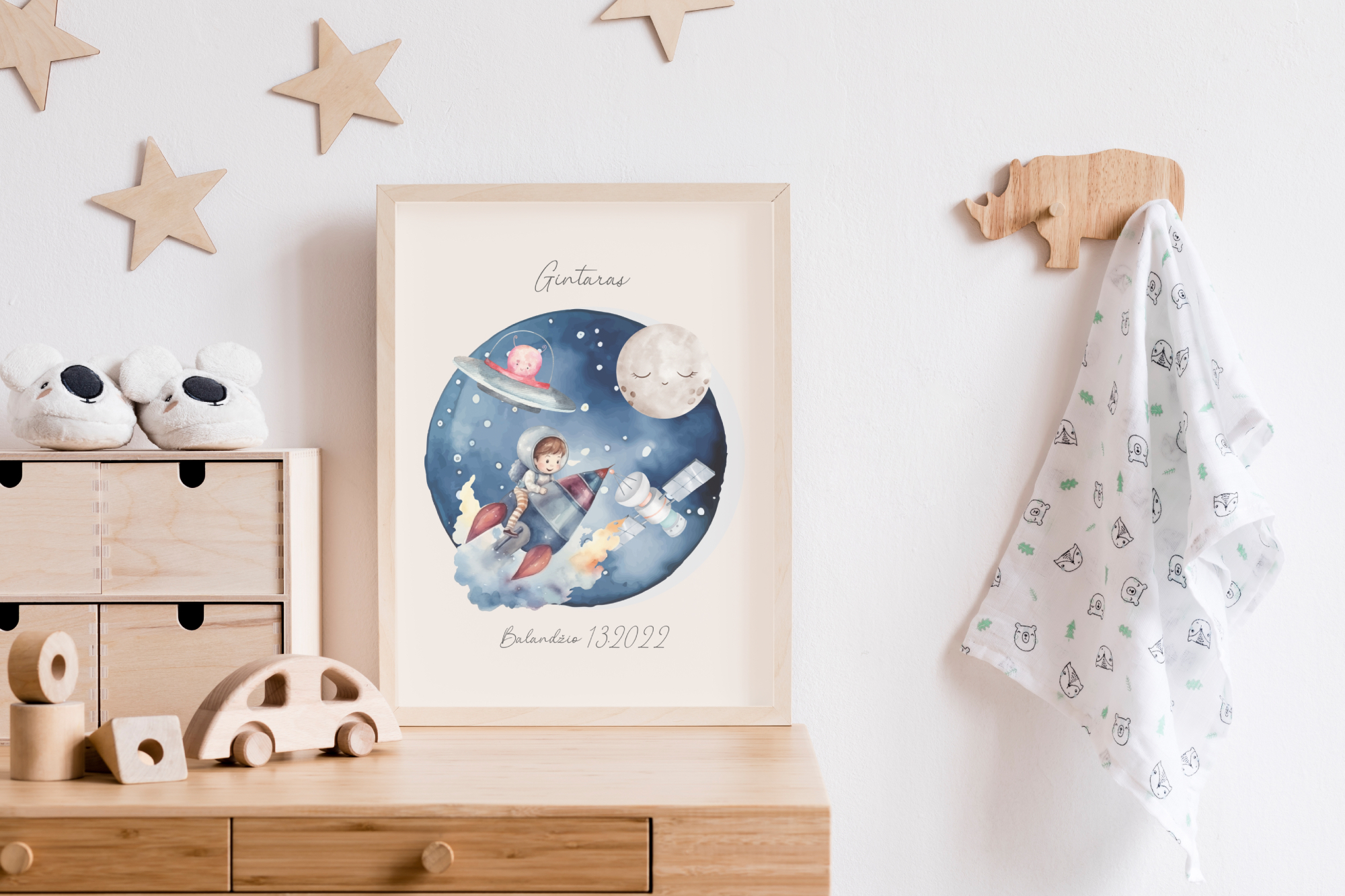 Personalizuotas vardo plakatas "Skrydis į kosmosą"