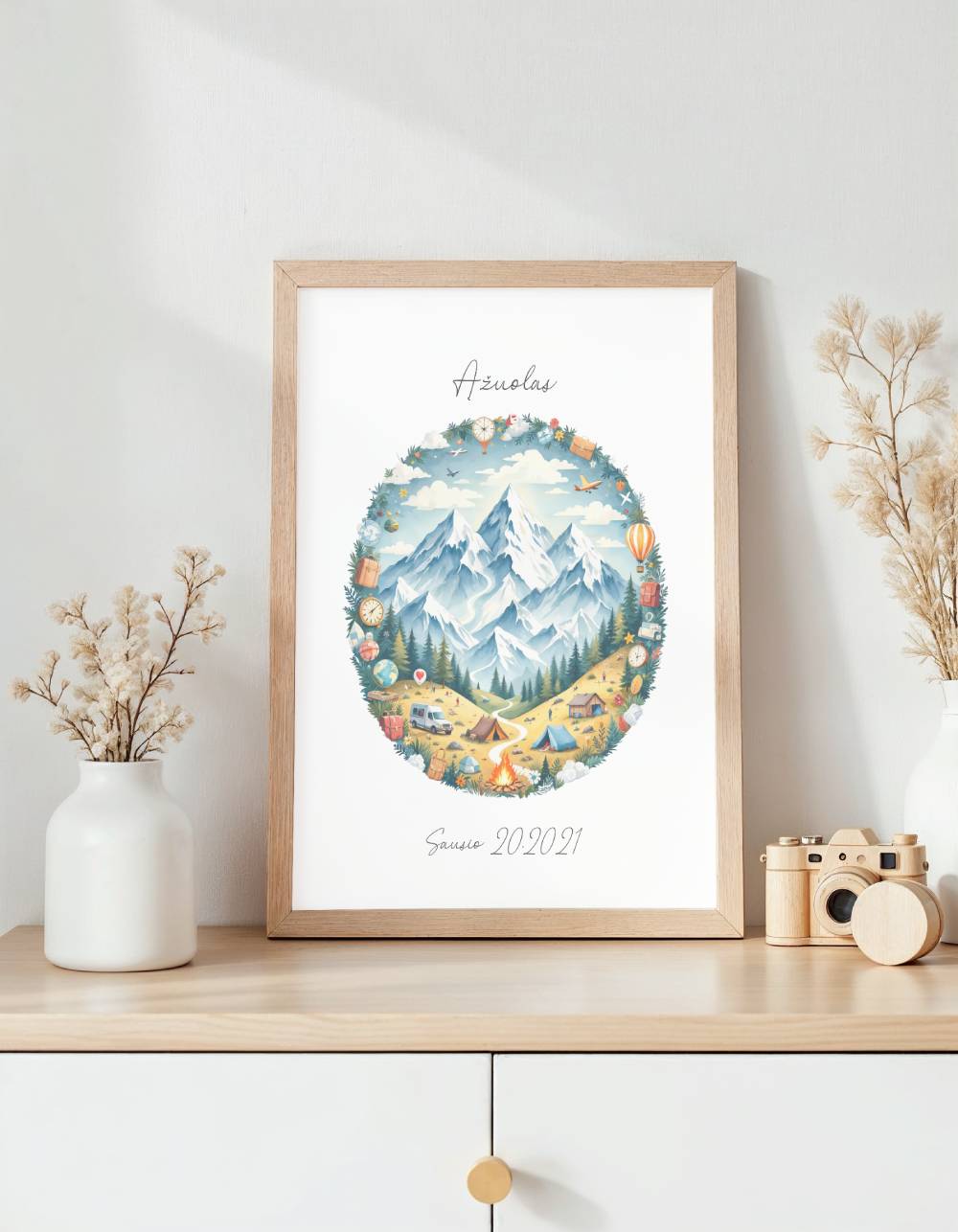 Personalizuotas vardo plakatas "Kelionių nuotykiai"