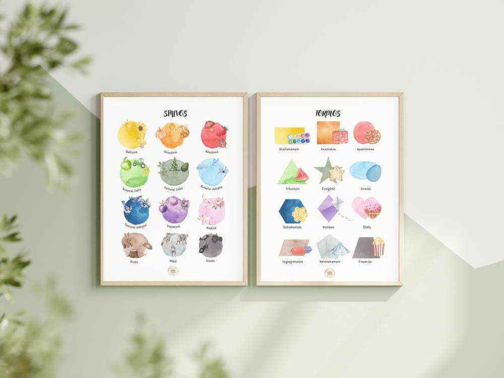 Spalvos ir formos (su jas atitinkančiais realiais objektais (2 vnt)