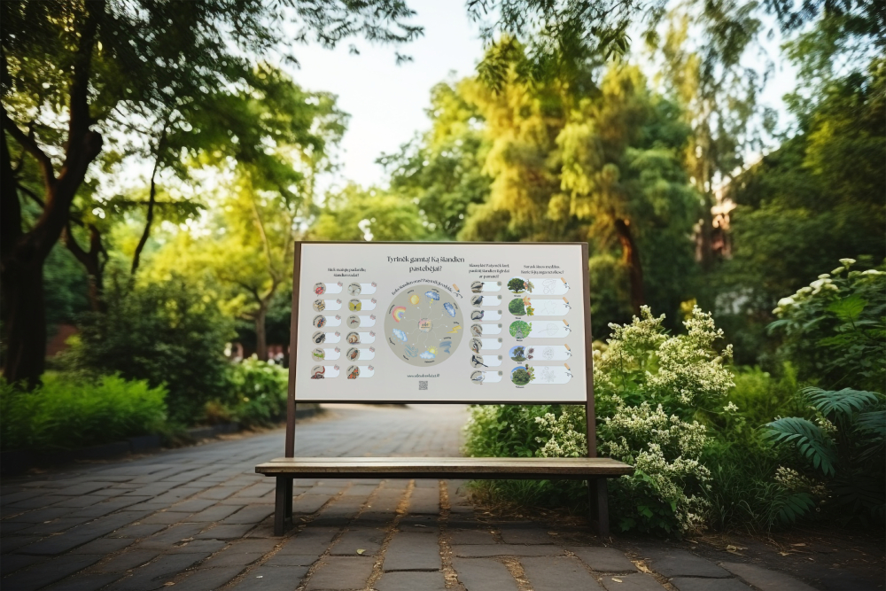 Edukacinis lauko tentas "Tyrinėk gamtą! Ką šiandien pastebėjai?" (su medžių rūšimis)