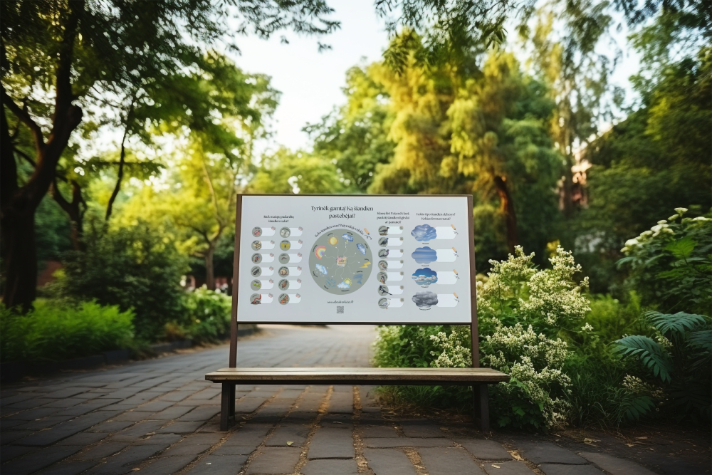 Edukacinis lauko tentas "Tyrinėk gamtą! Ką šiandien pastebėjai?" (su debesų tipais)