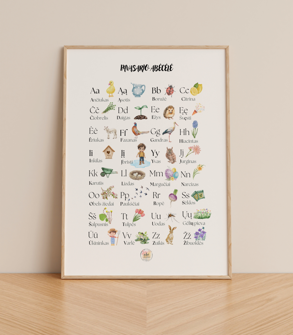 Pavasario abėcėlė (su spausdintinėmis raidėmis)