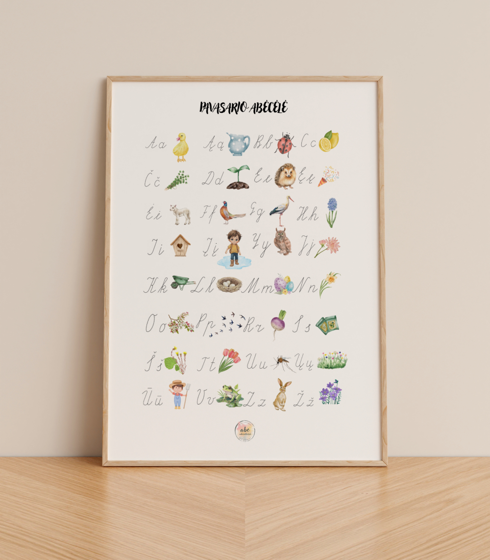 Pavasario abėcėlė (TIK su rašytinėmis raidėmis)