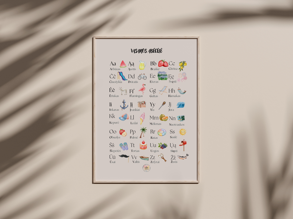 Vasaros abėcėlė (su spausdintinėmis raidėmis)