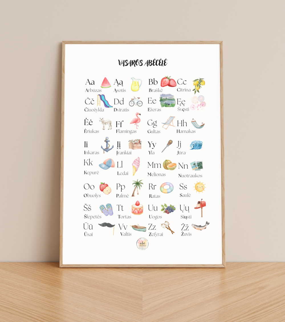 Vasaros abėcėlė (su spausdintinėmis raidėmis)