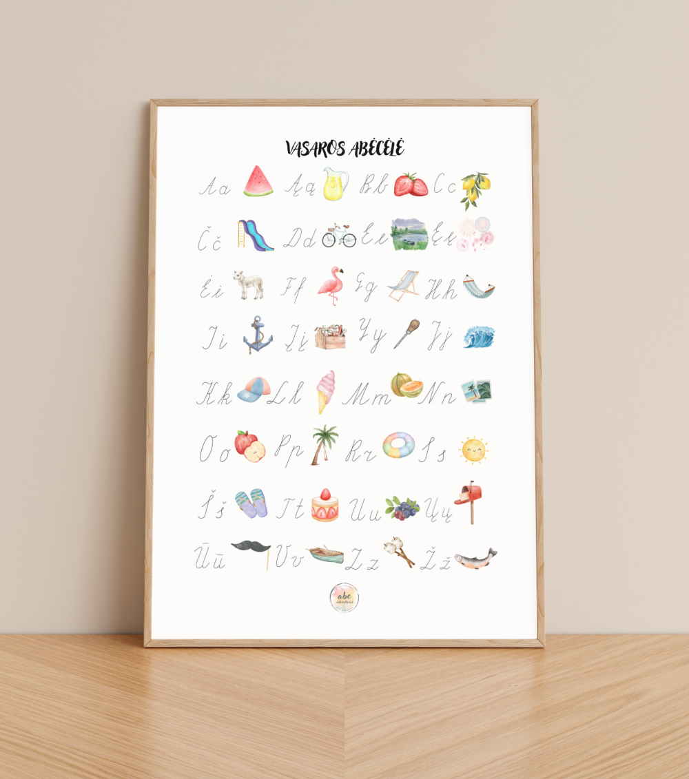 Vasaros abėcėlė (TIK su rašytinėmis raidėmis)