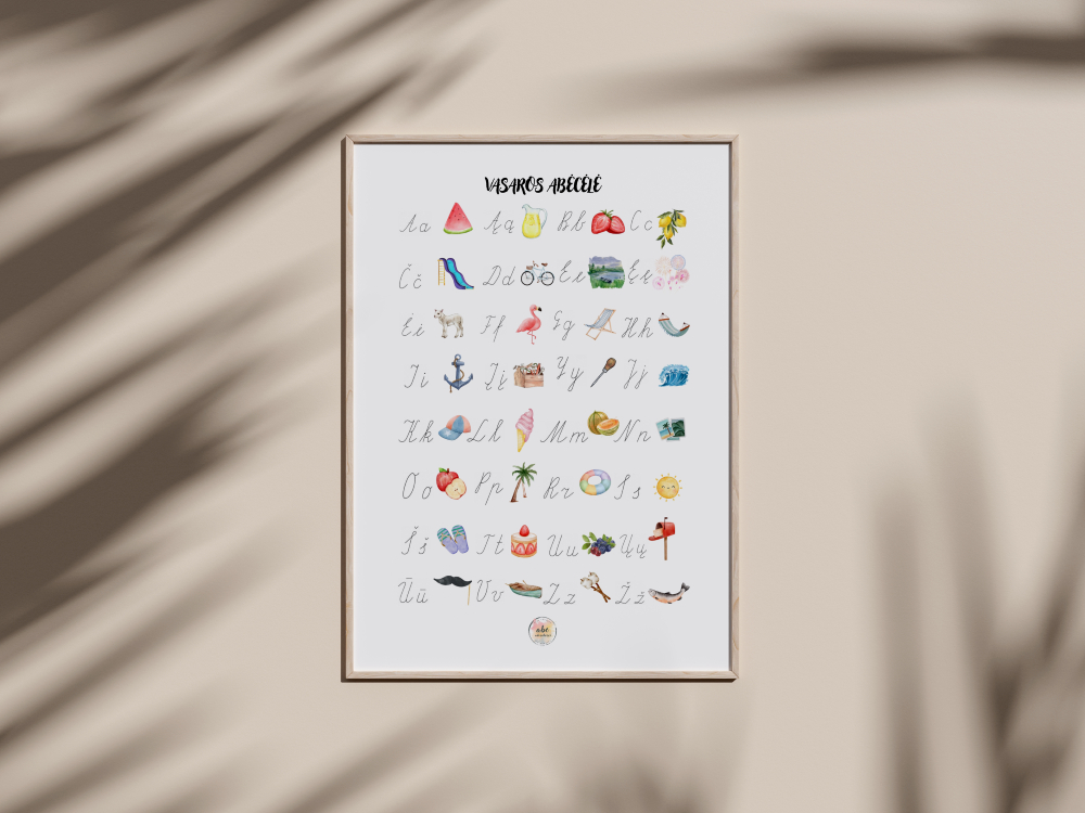 Vasaros abėcėlė (TIK su rašytinėmis raidėmis)