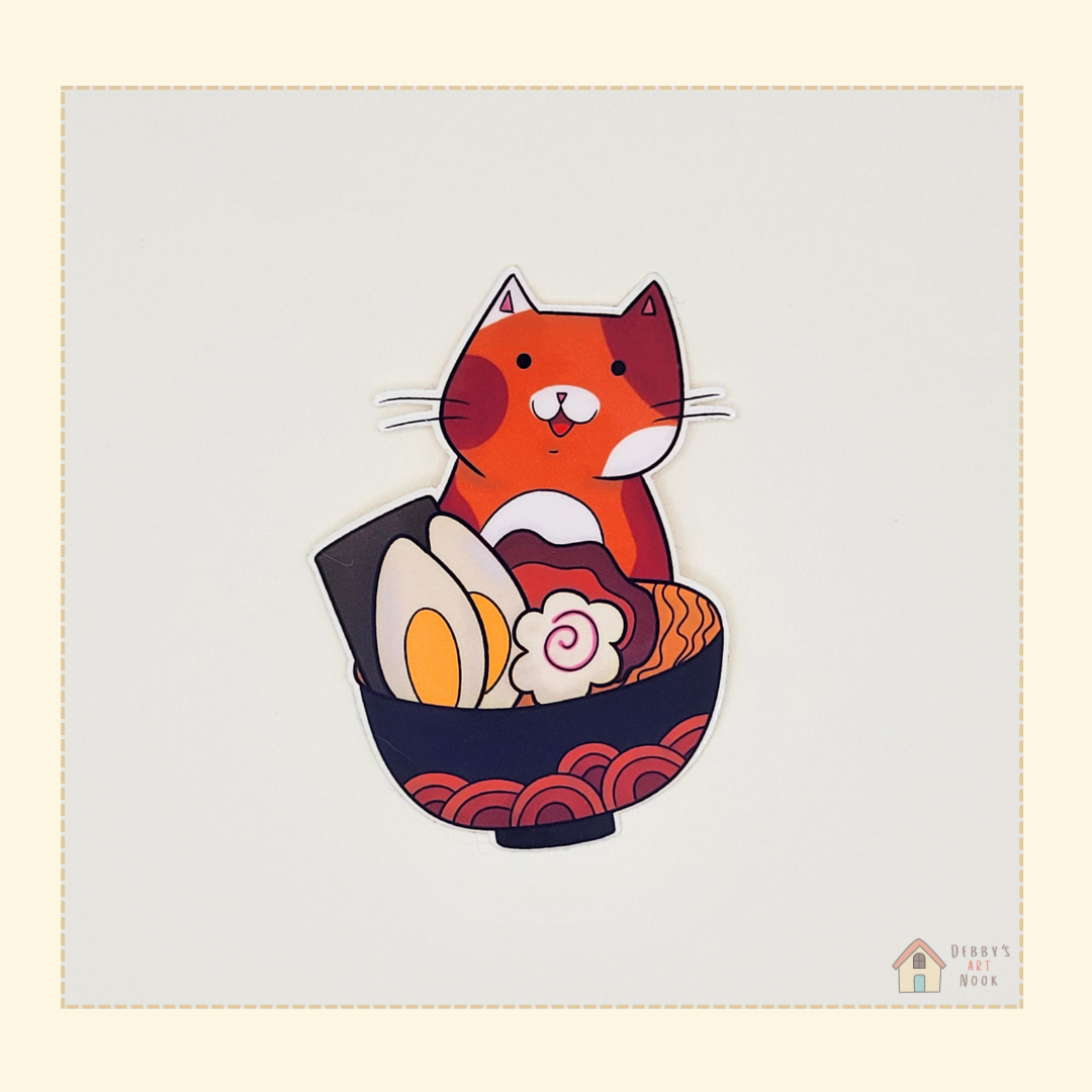 Ramen Cat Vinyl Sticker 