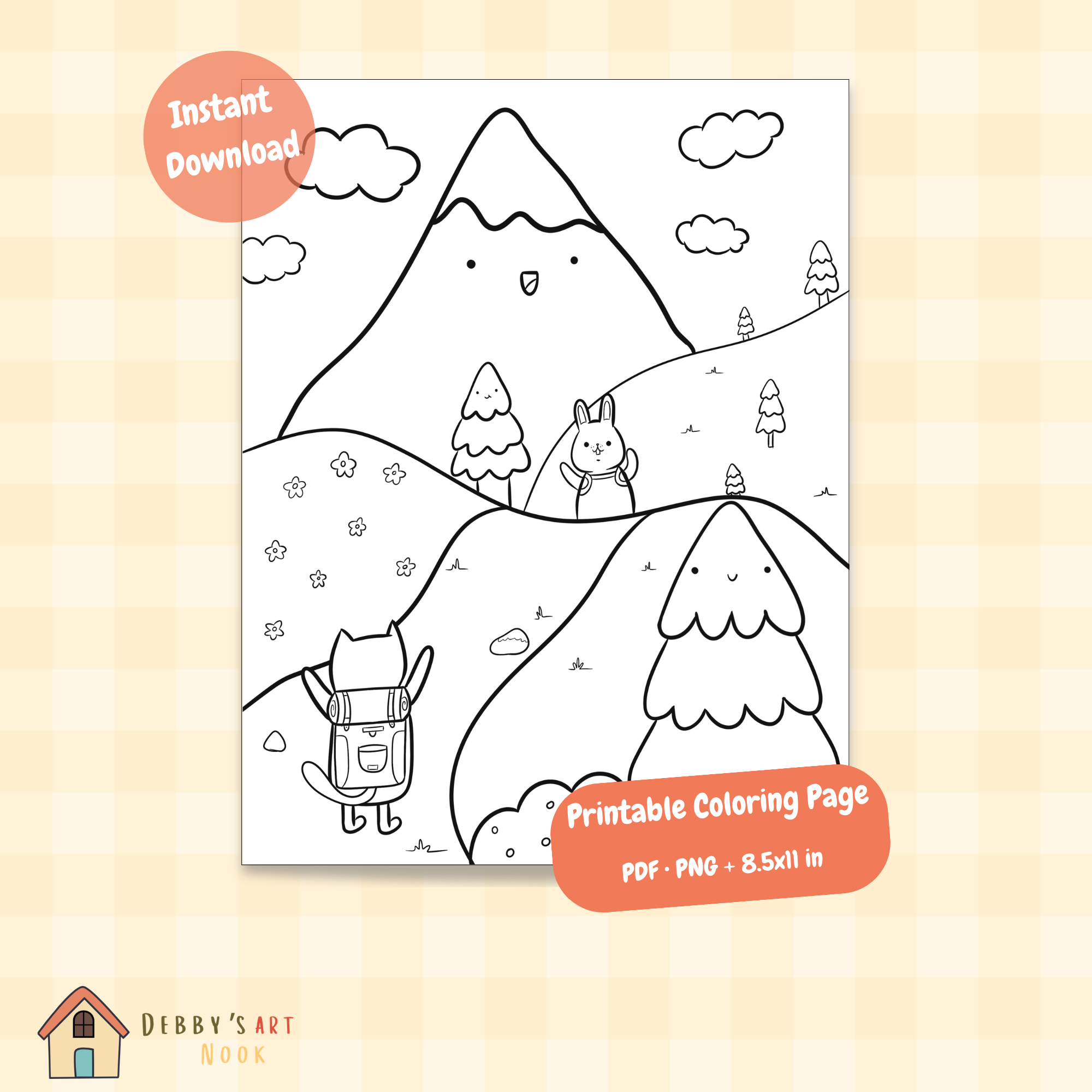 Printable Coloring Page Hiking Pals 