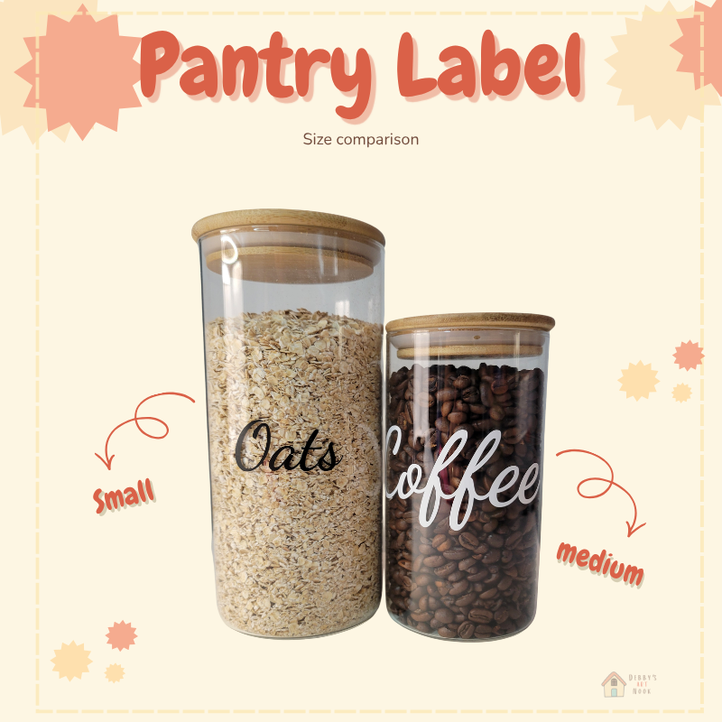  Custom Pantry — LabelsPersonalized Vinyl Jar Labels —  Kitchen Organization Stickers