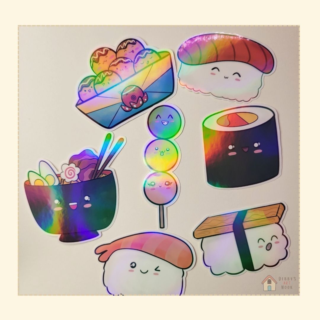  Holographic Yummy Sushi Vinyl Sticker 